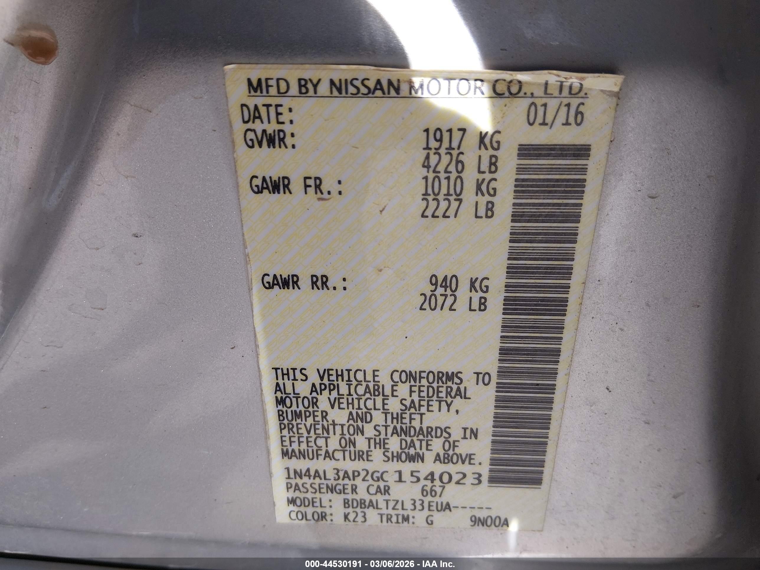NISSAN ALTIMA image 9