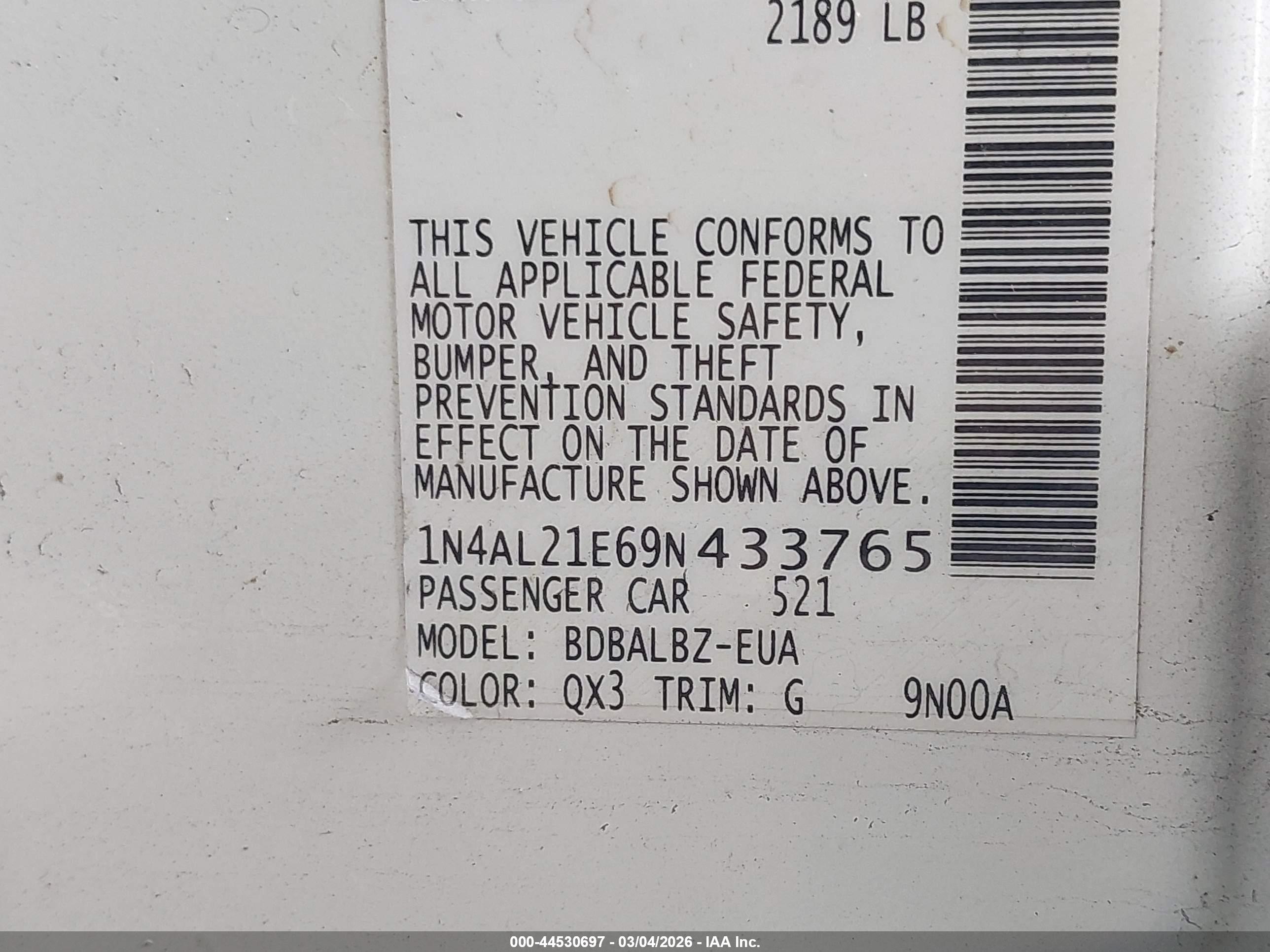 NISSAN ALTIMA image 9