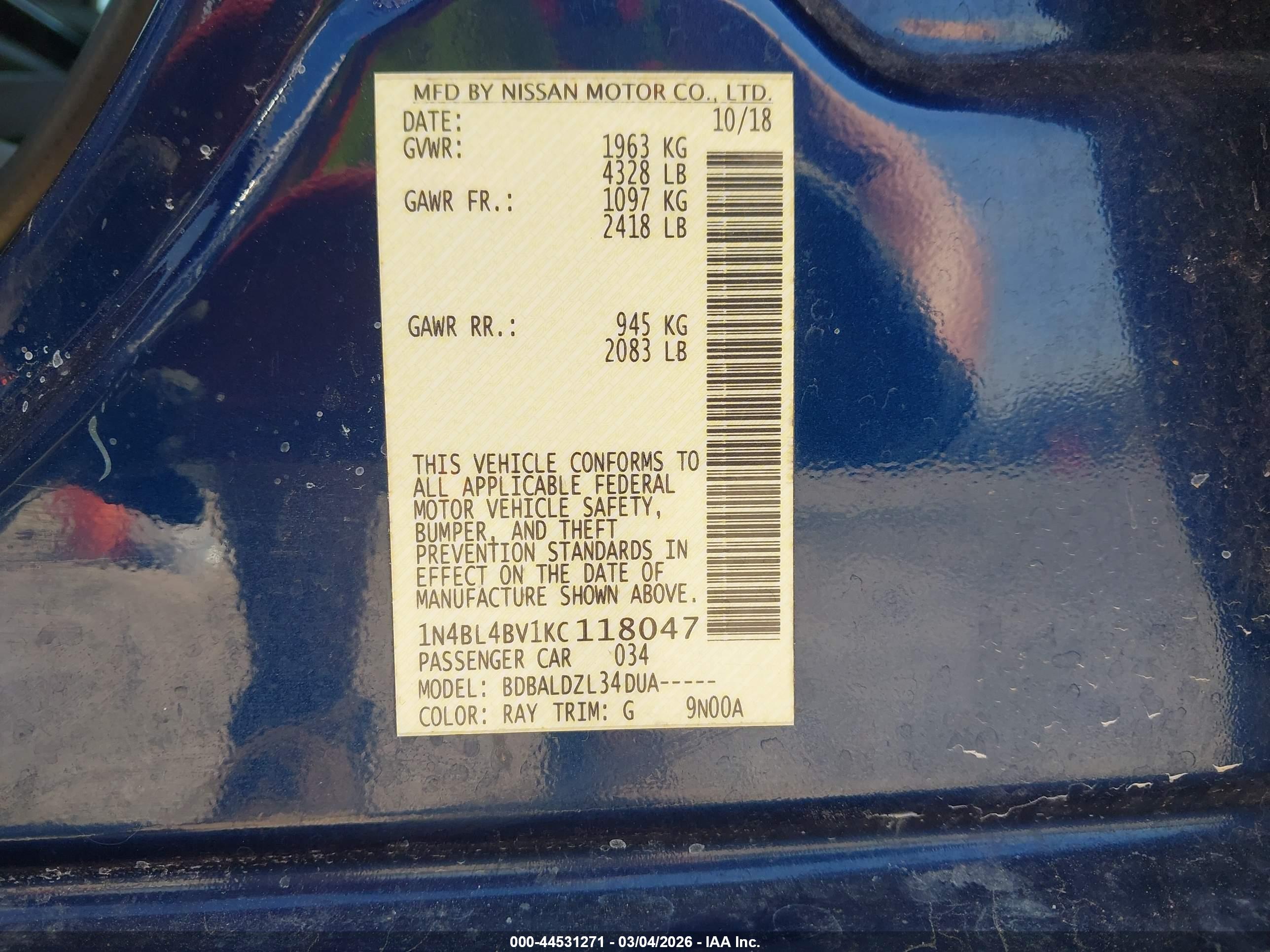 NISSAN ALTIMA image 9