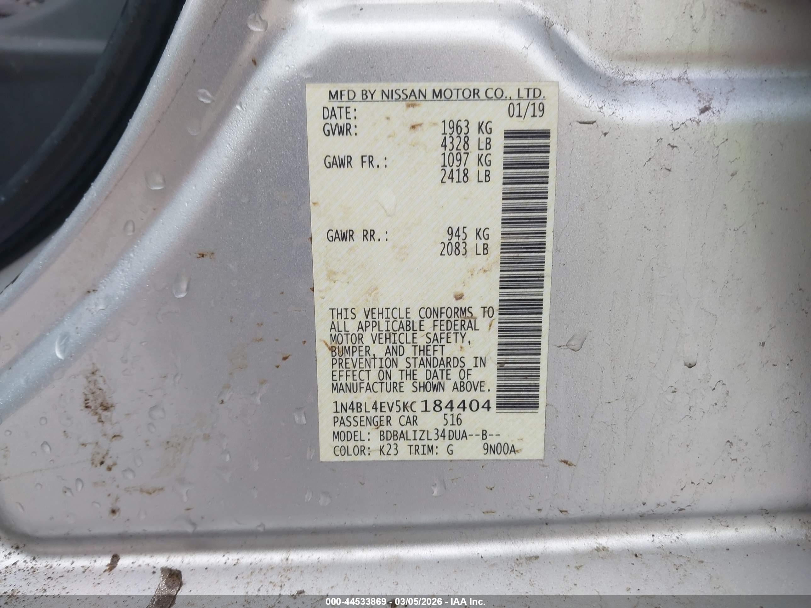 NISSAN ALTIMA image 9