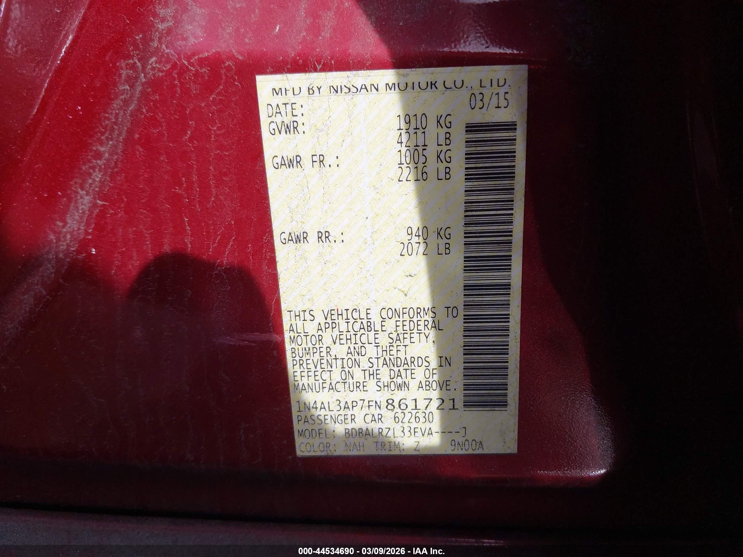 NISSAN ALTIMA image 9
