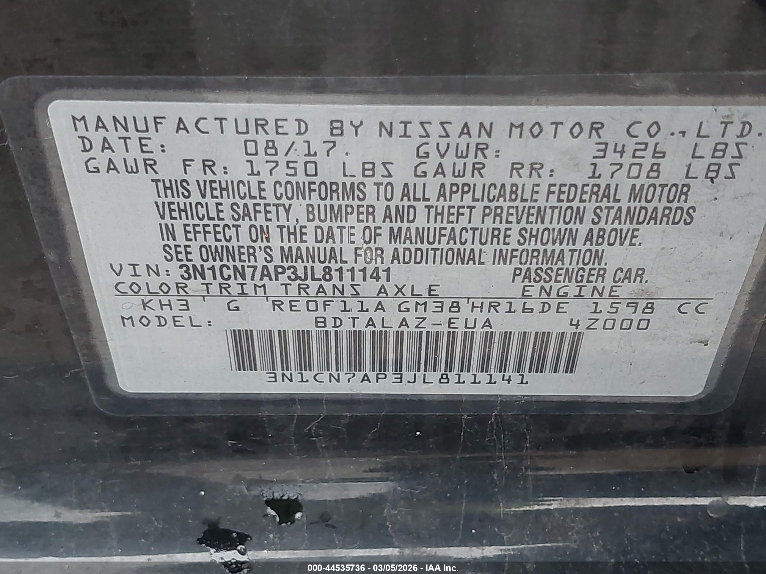 NISSAN VERSA image 9