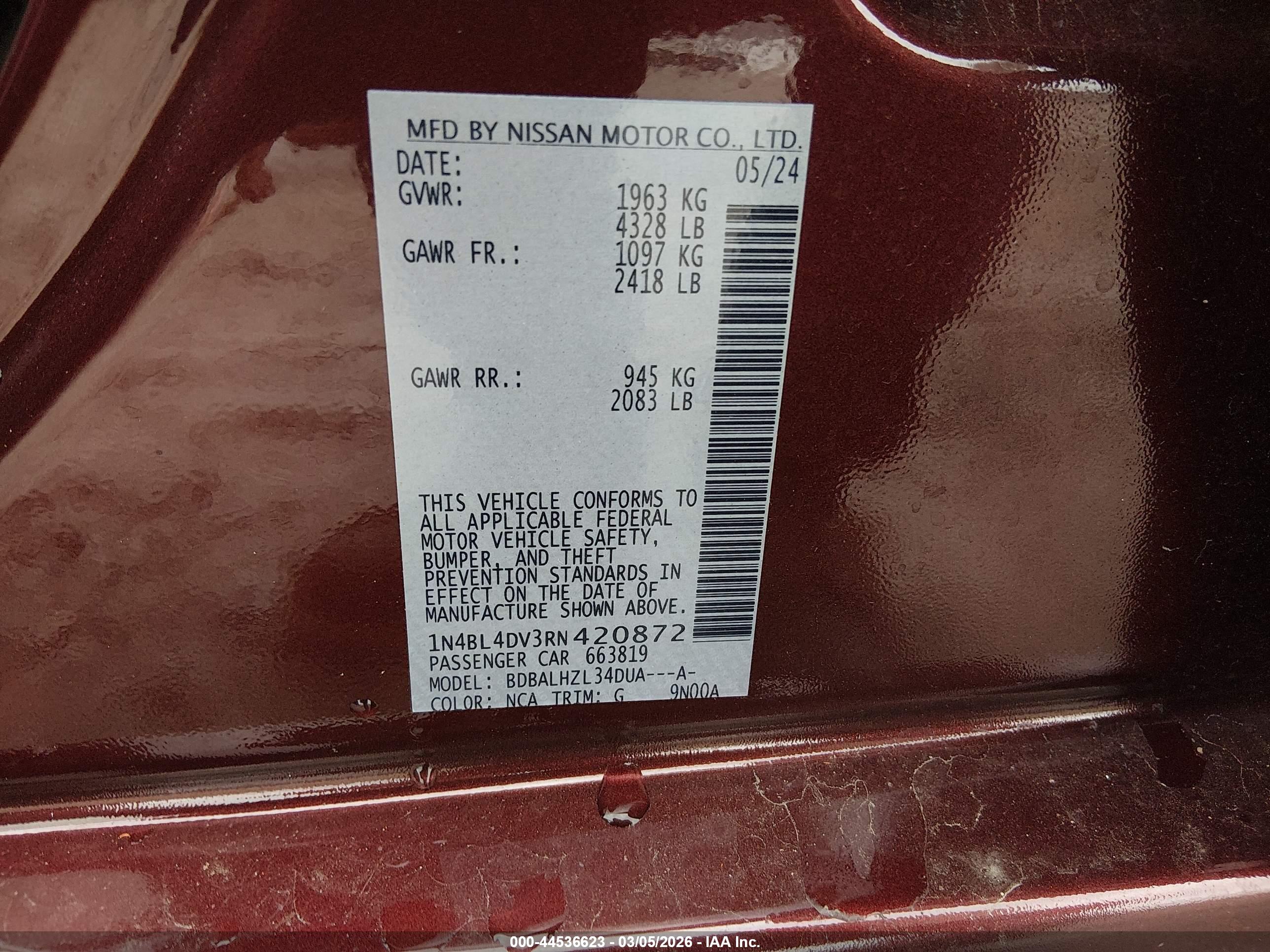 NISSAN ALTIMA image 9