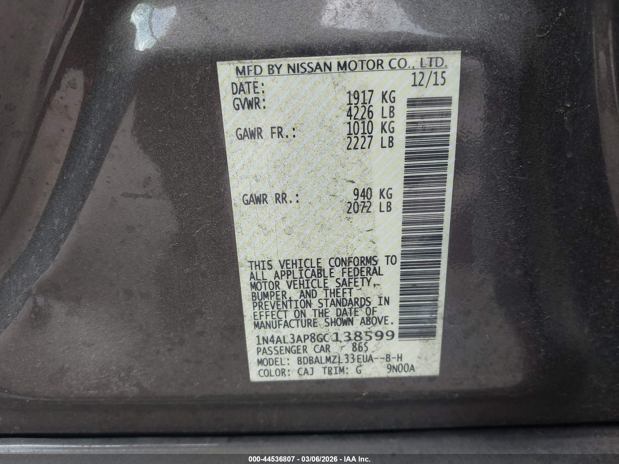 NISSAN ALTIMA image 9