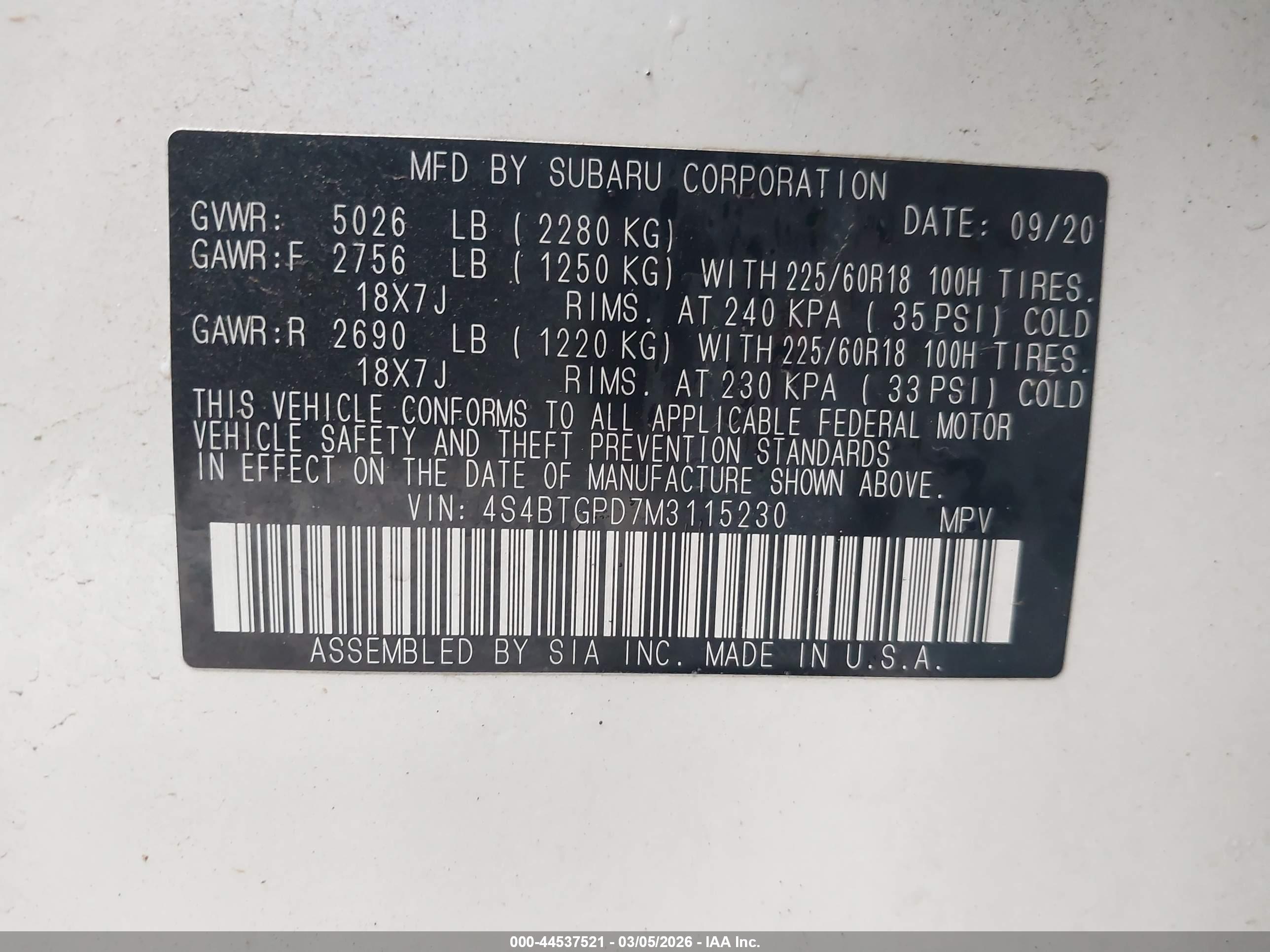 SUBARU OUTBACK image 9