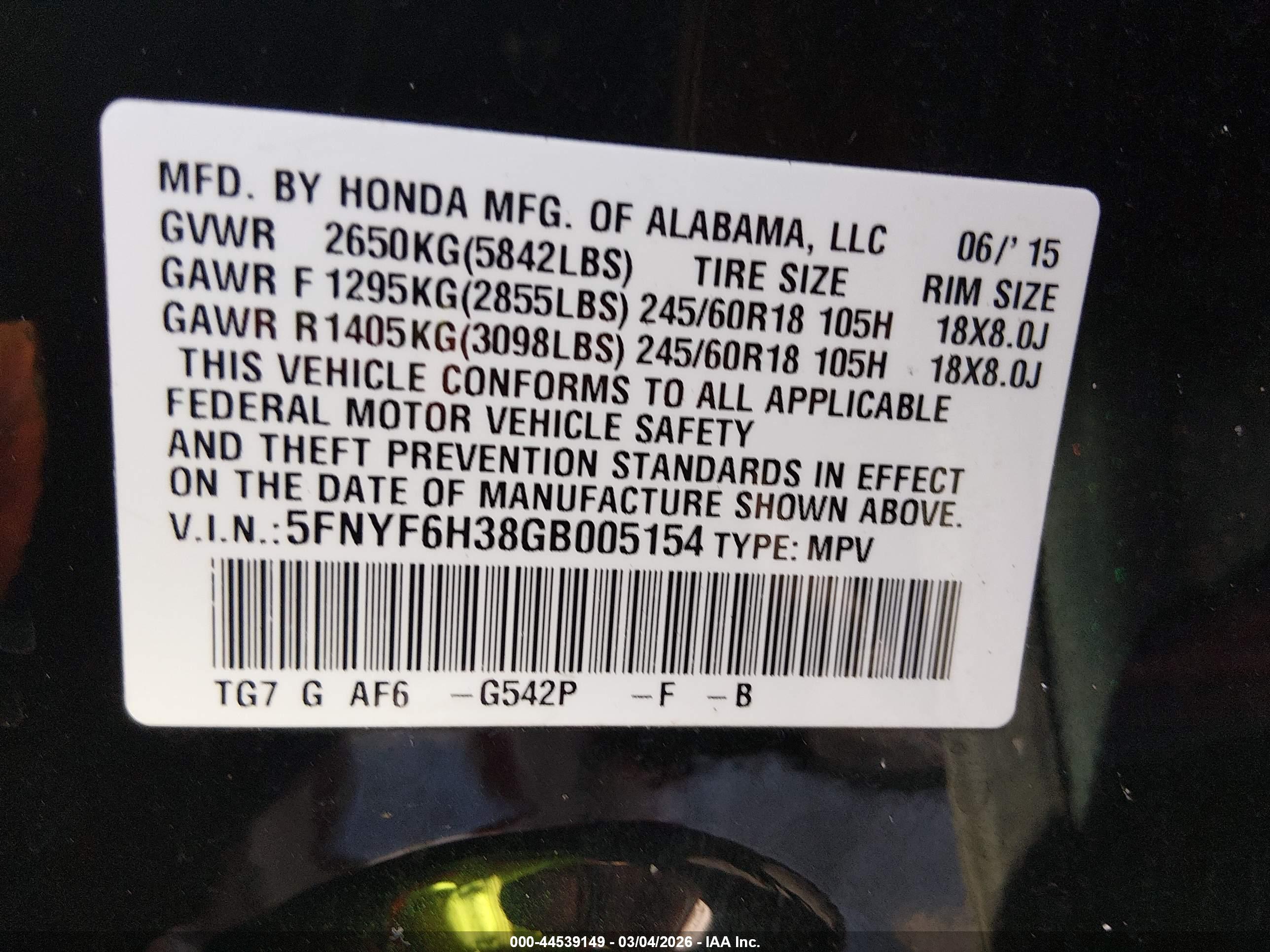 HONDA PILOT image 9