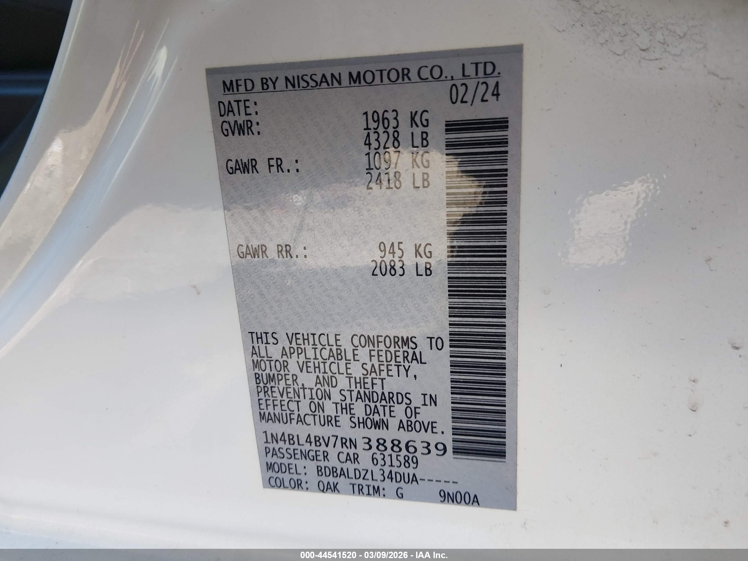 NISSAN ALTIMA image 9