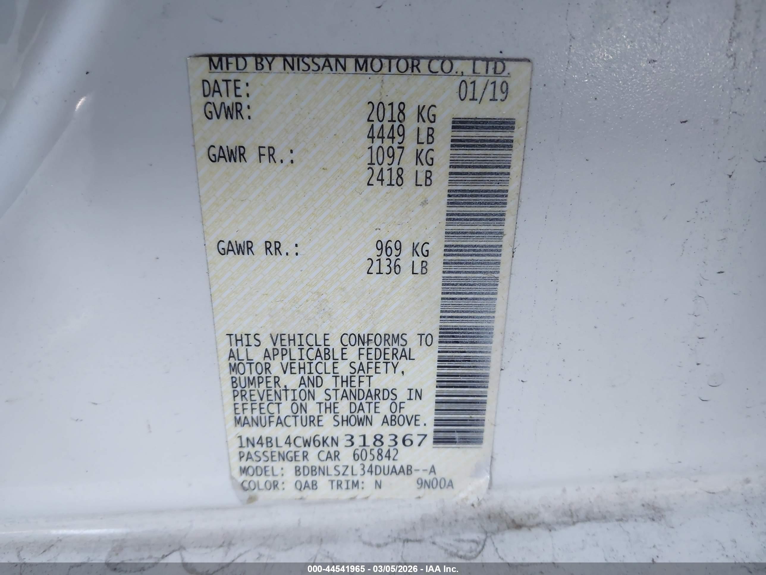 NISSAN ALTIMA image 9