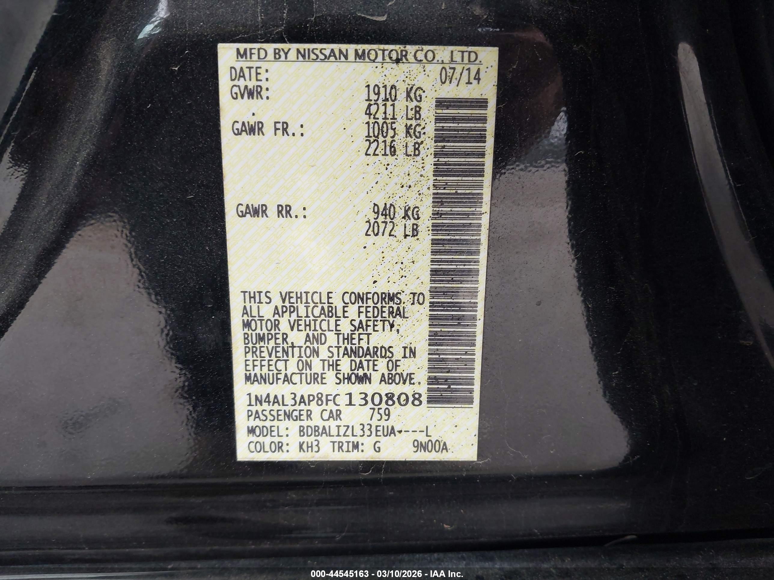 NISSAN ALTIMA image 9