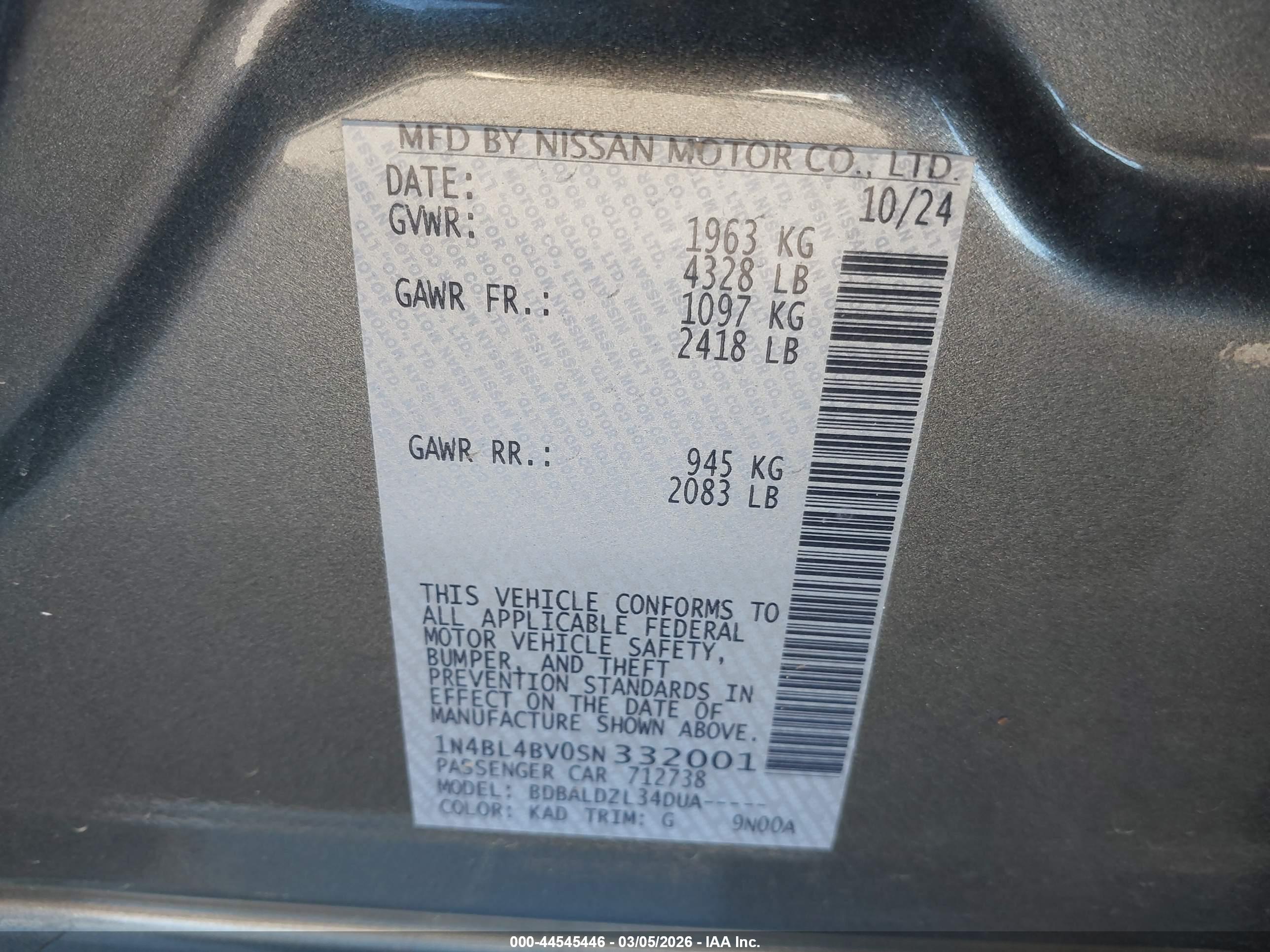 NISSAN ALTIMA image 9