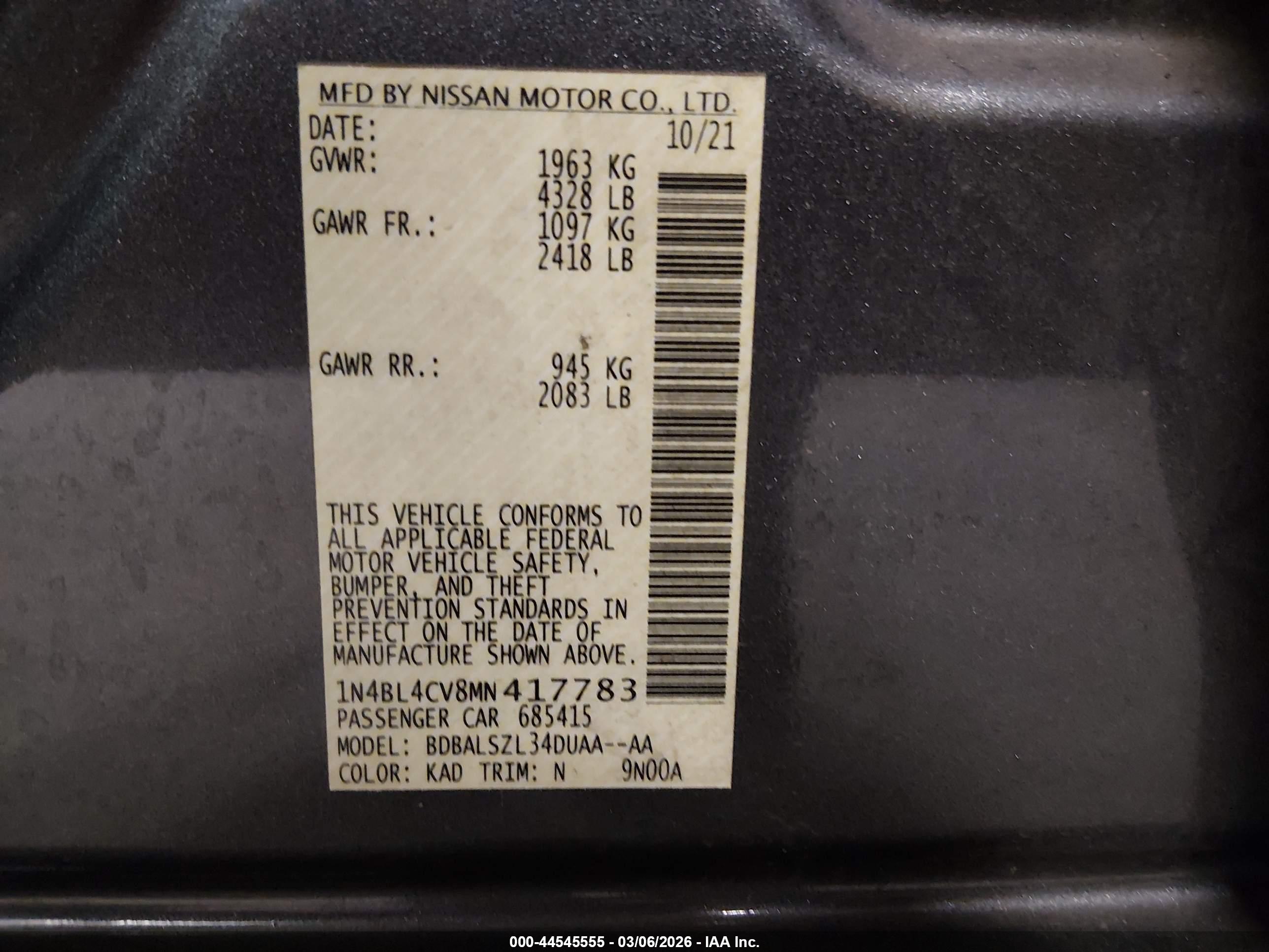 NISSAN ALTIMA image 9