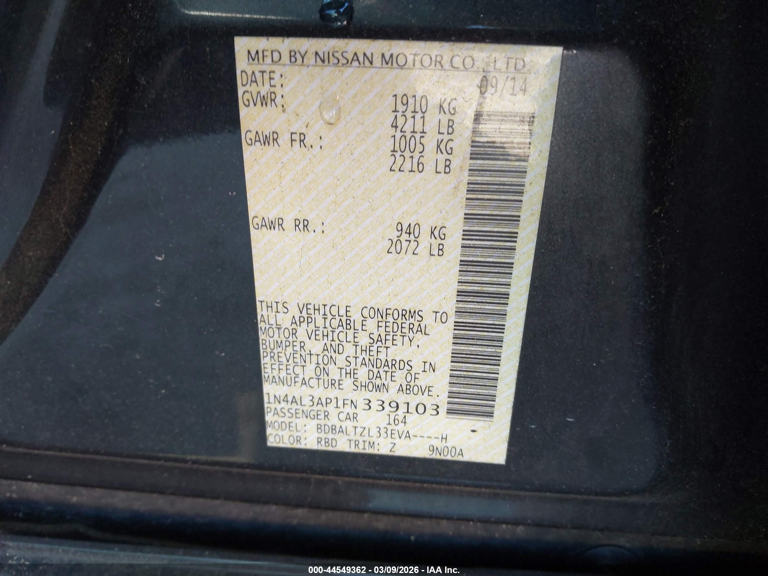 NISSAN ALTIMA image 9