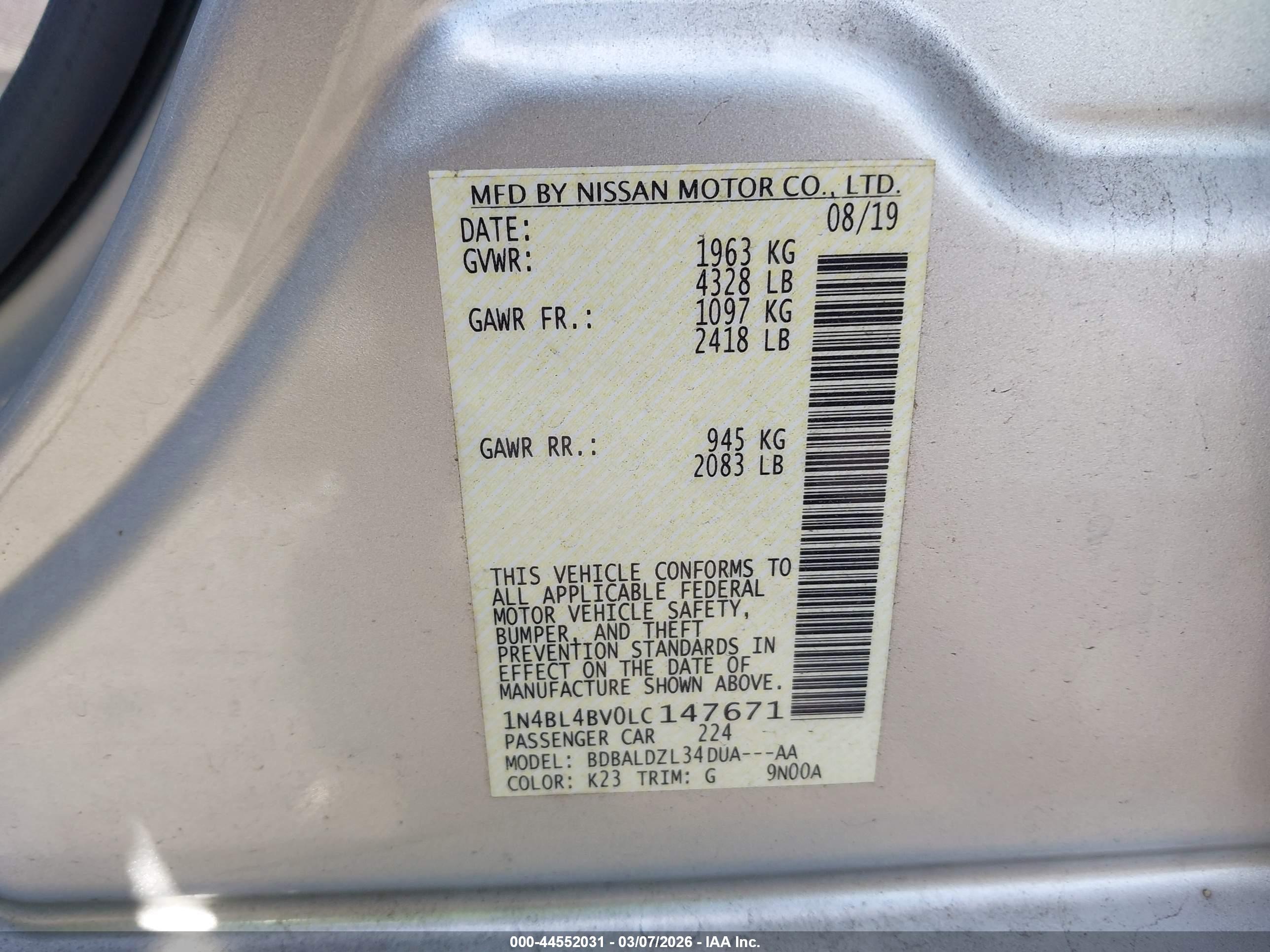 NISSAN ALTIMA image 9