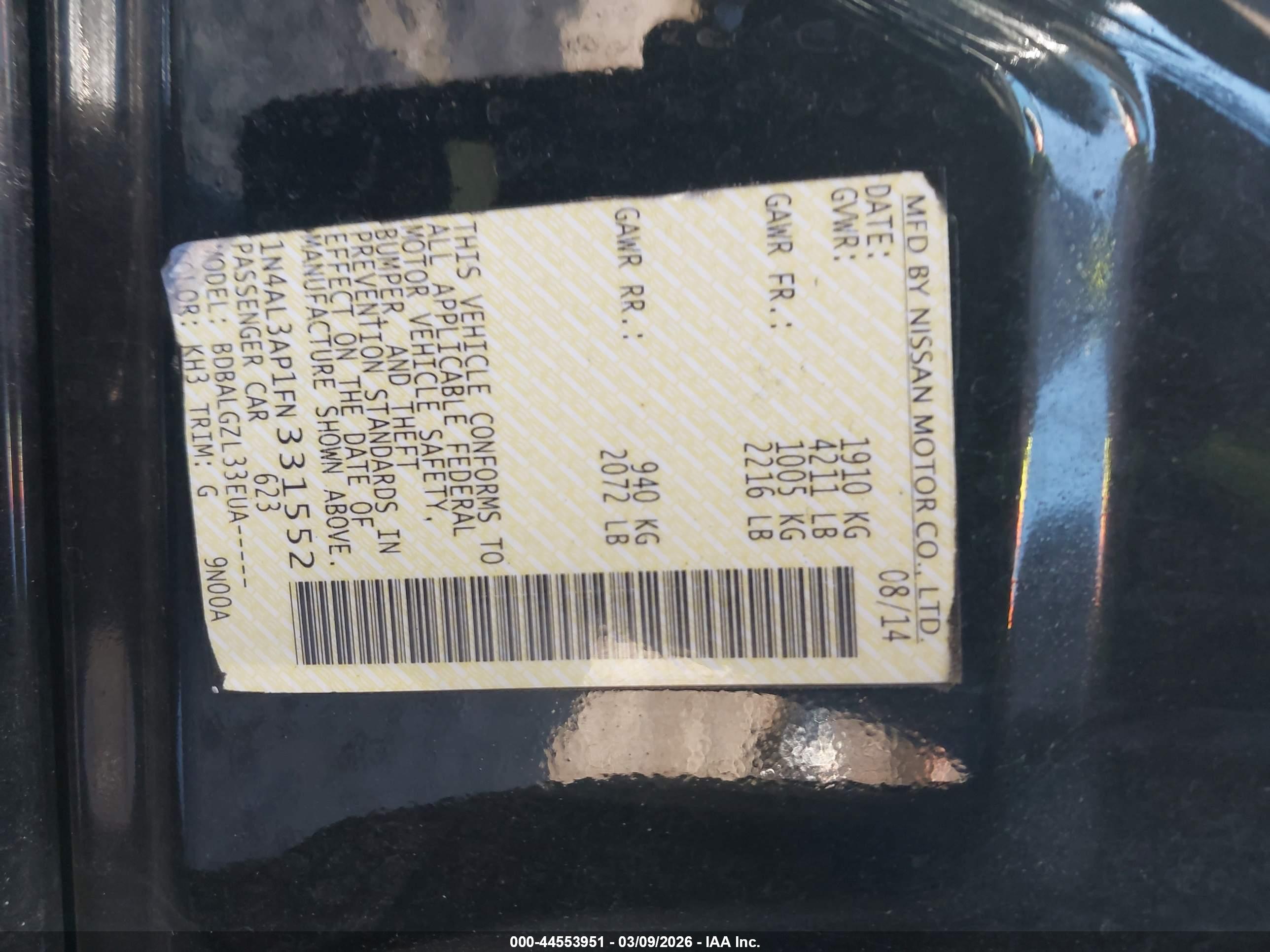 NISSAN ALTIMA image 9