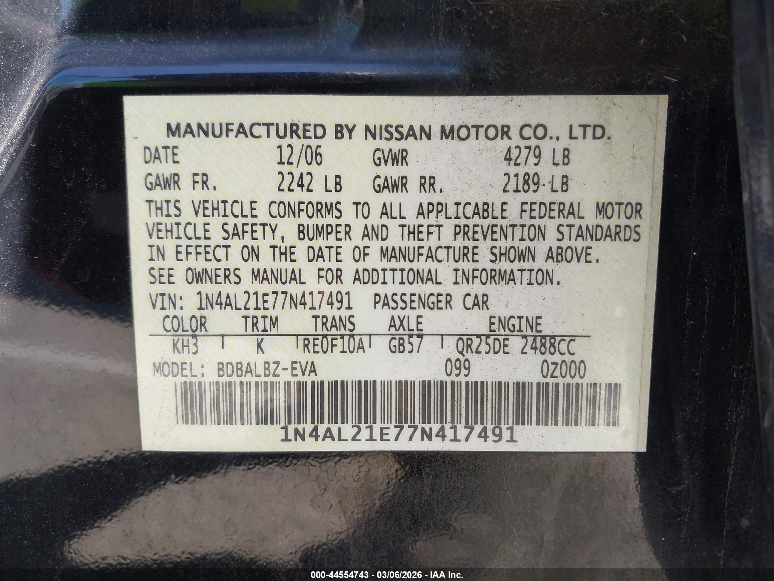 NISSAN ALTIMA image 9