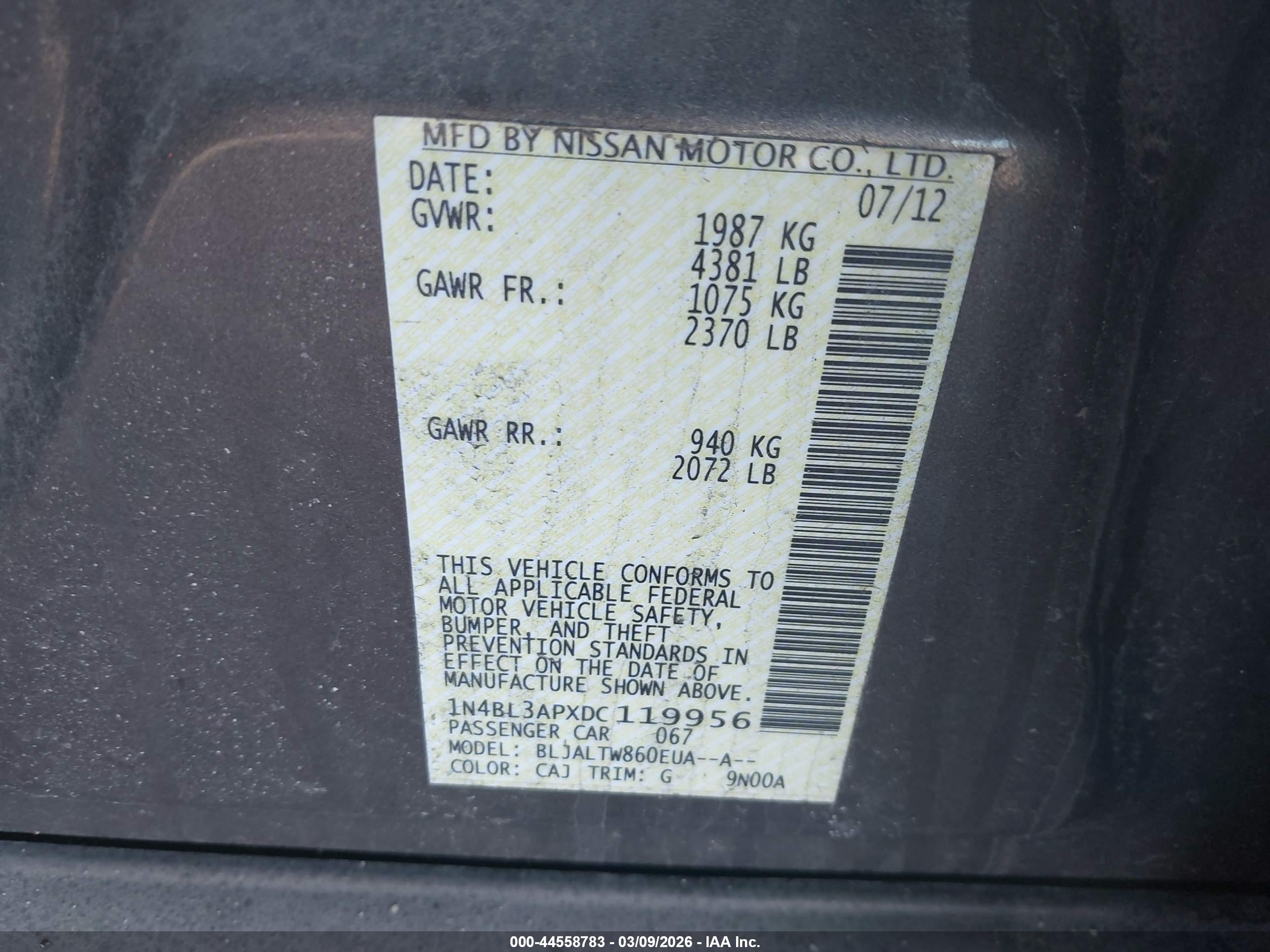 NISSAN ALTIMA image 9