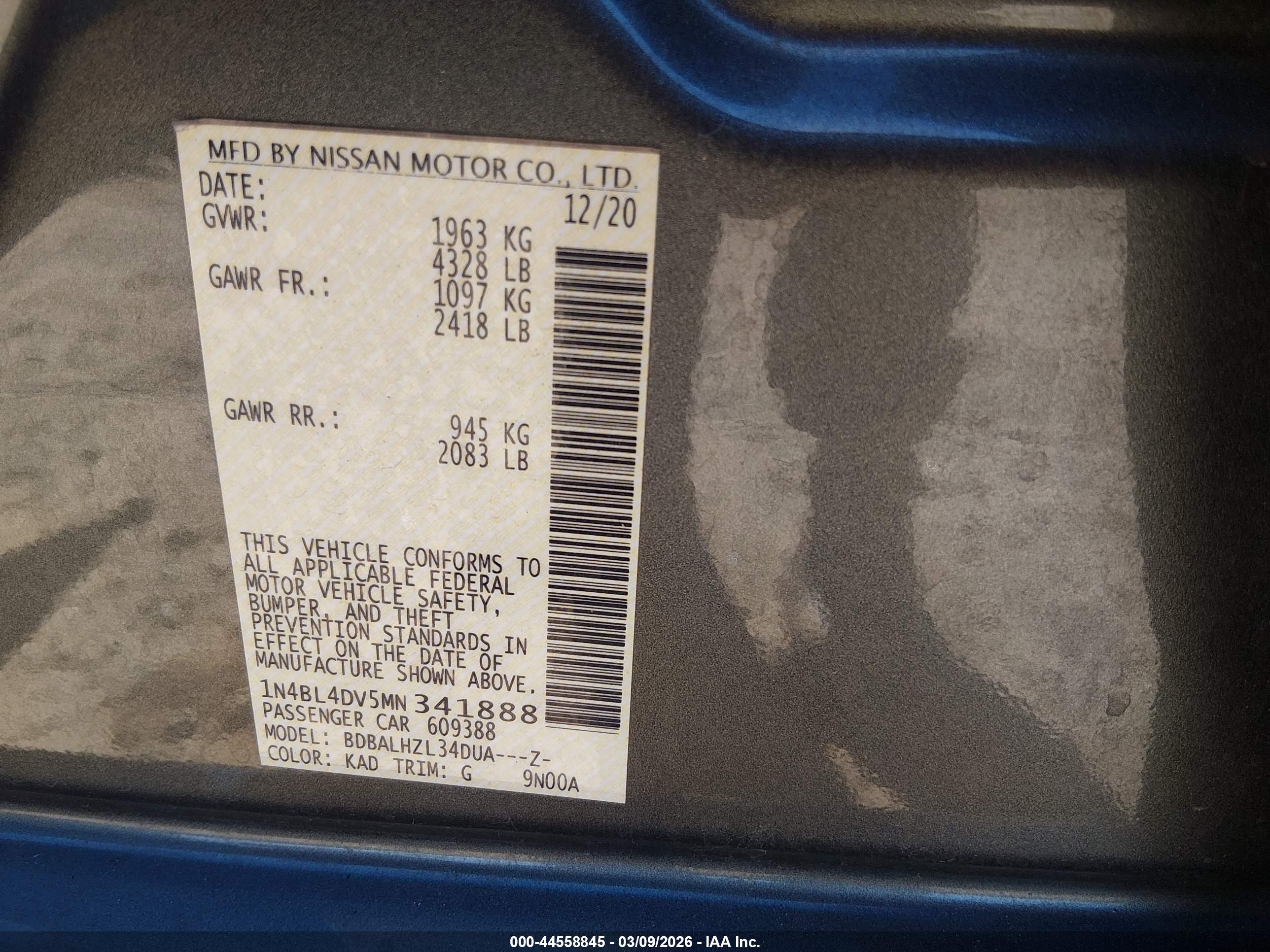 NISSAN ALTIMA image 9