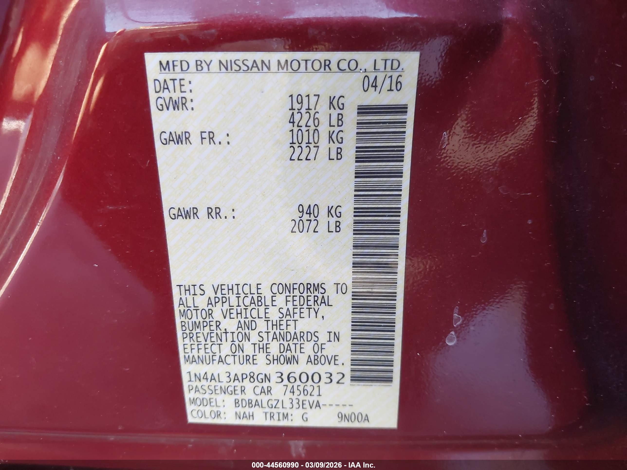 NISSAN ALTIMA image 9