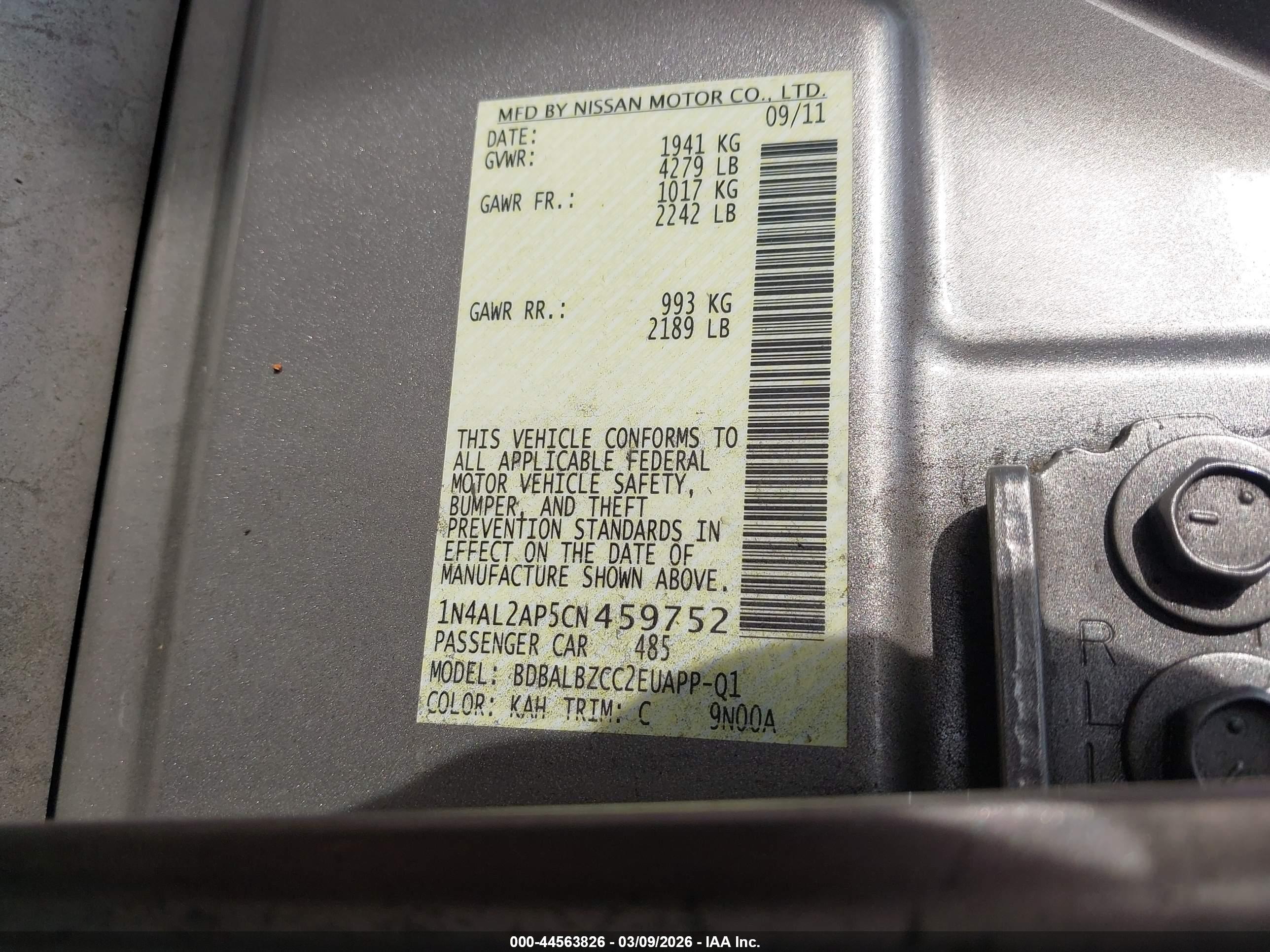 NISSAN ALTIMA image 9