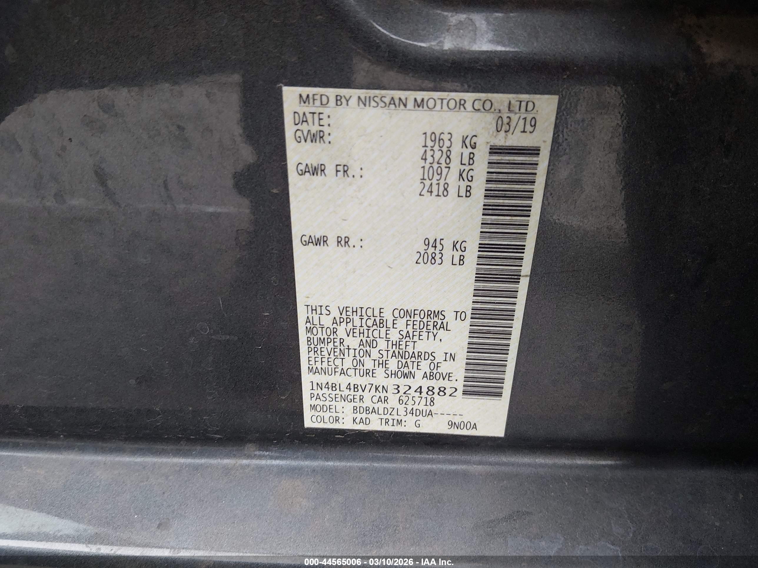 NISSAN ALTIMA image 9