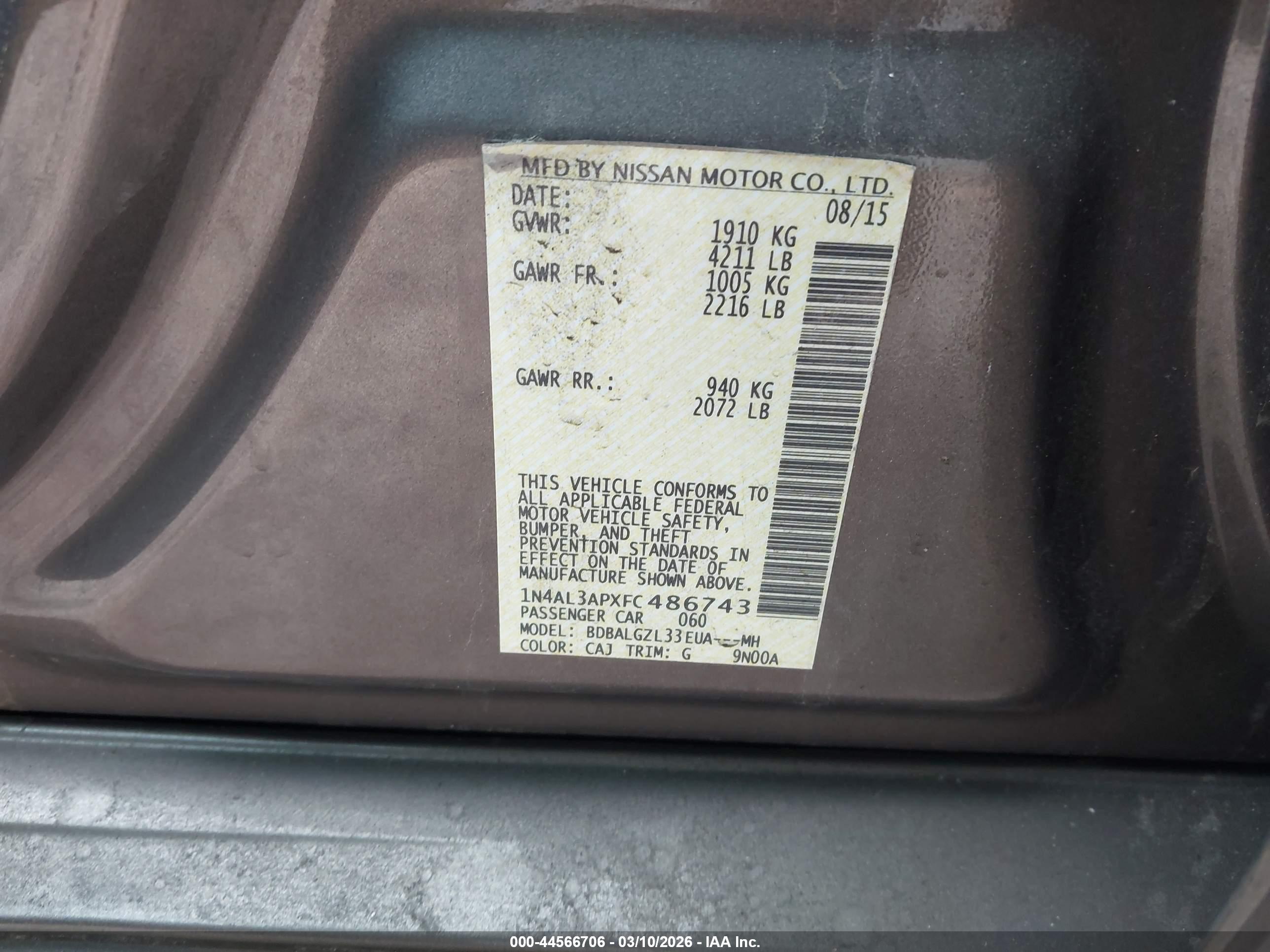 NISSAN ALTIMA image 9