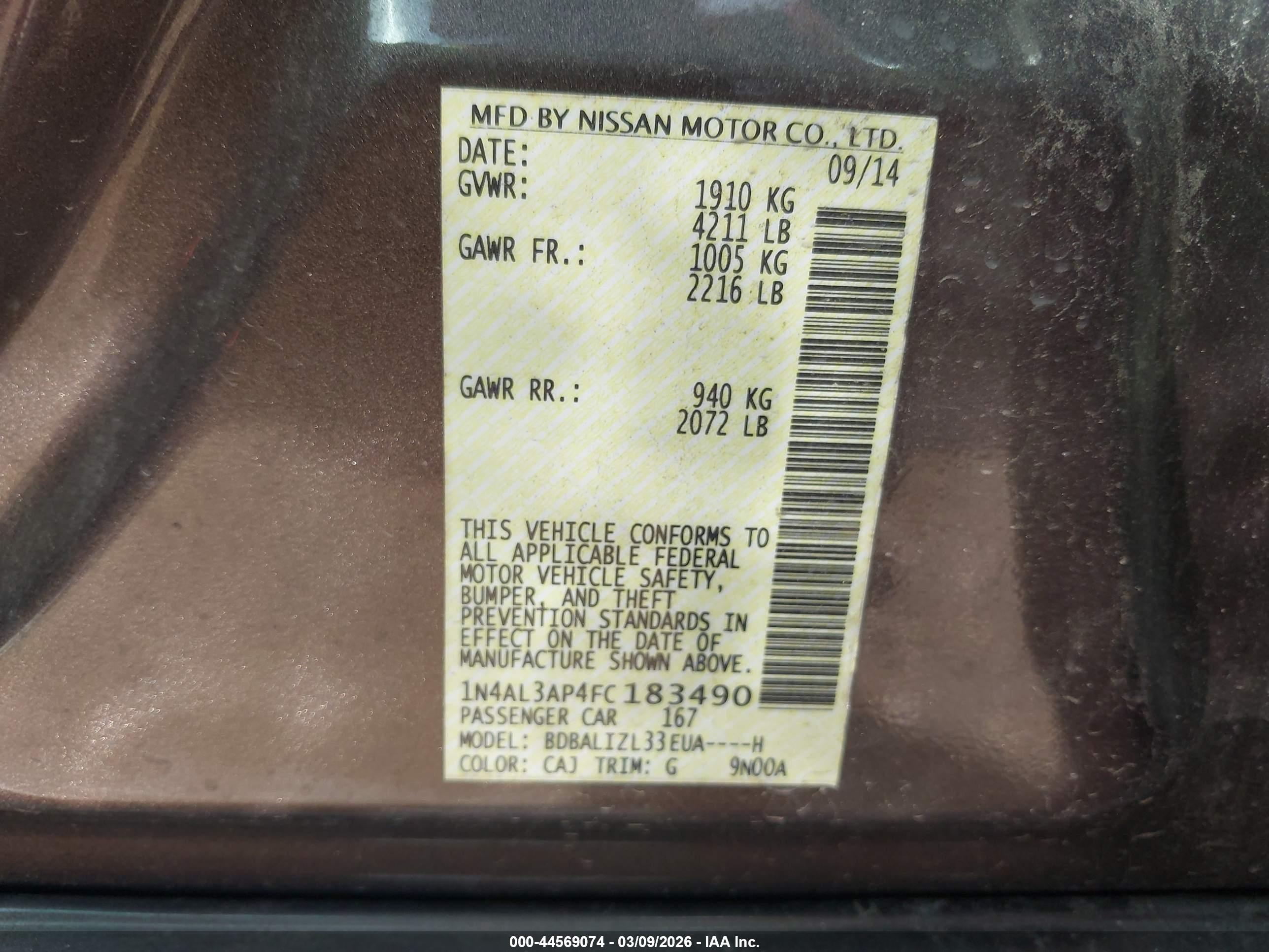 NISSAN ALTIMA image 9
