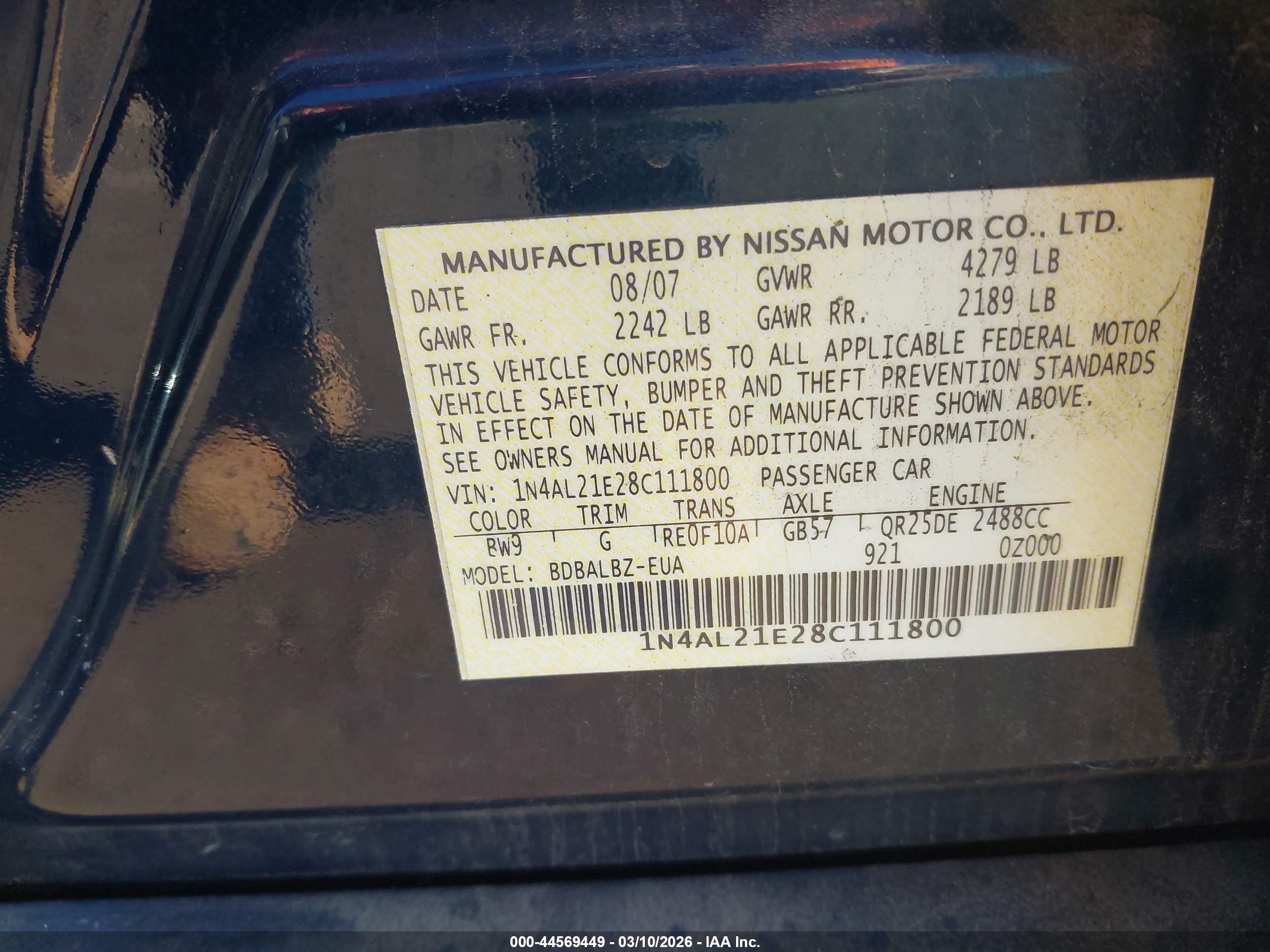 NISSAN ALTIMA image 9