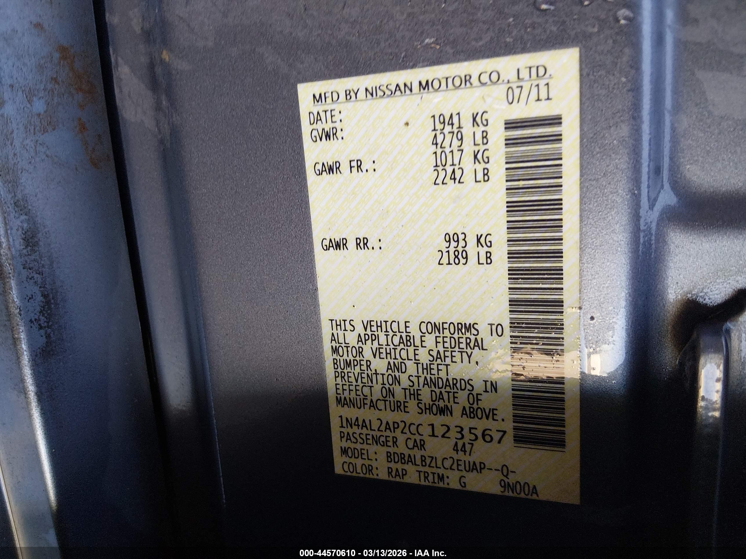 NISSAN ALTIMA image 9