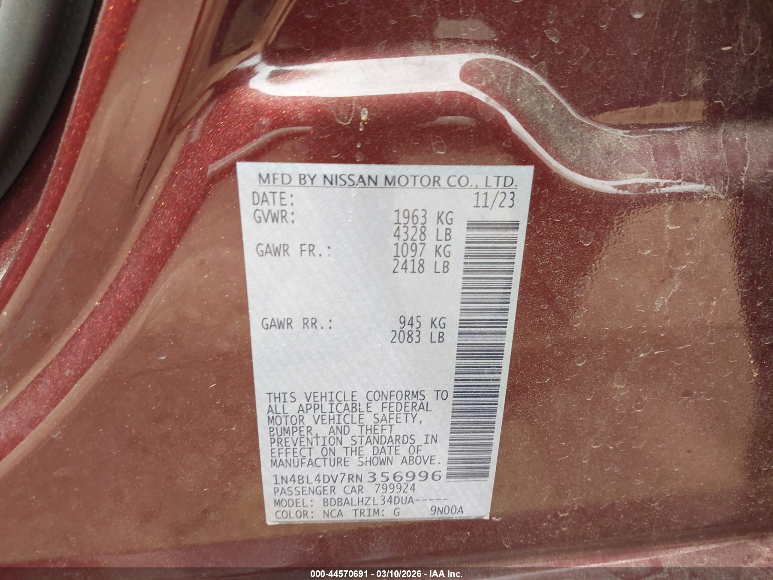NISSAN ALTIMA image 9
