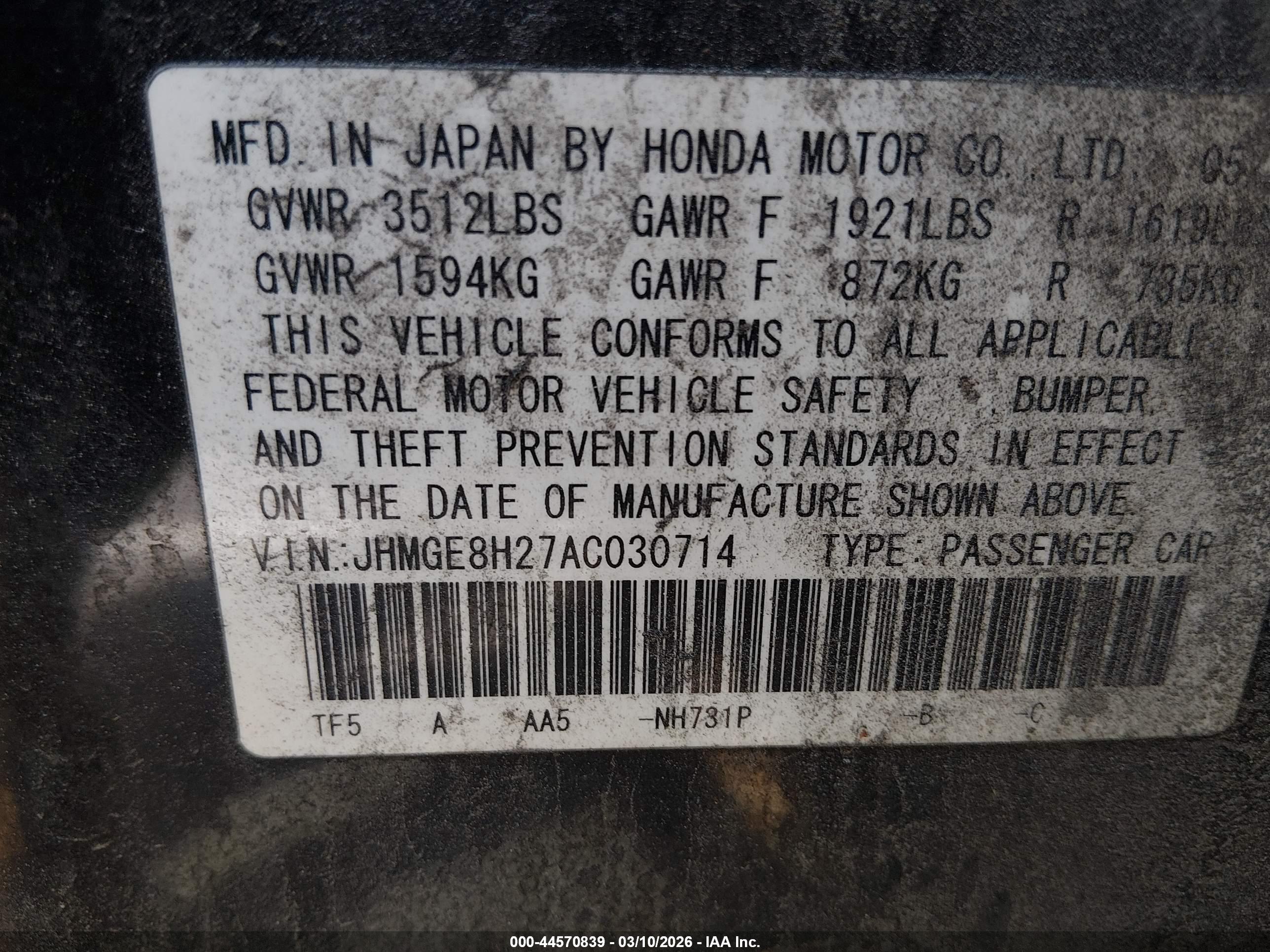 HONDA FIT image 9