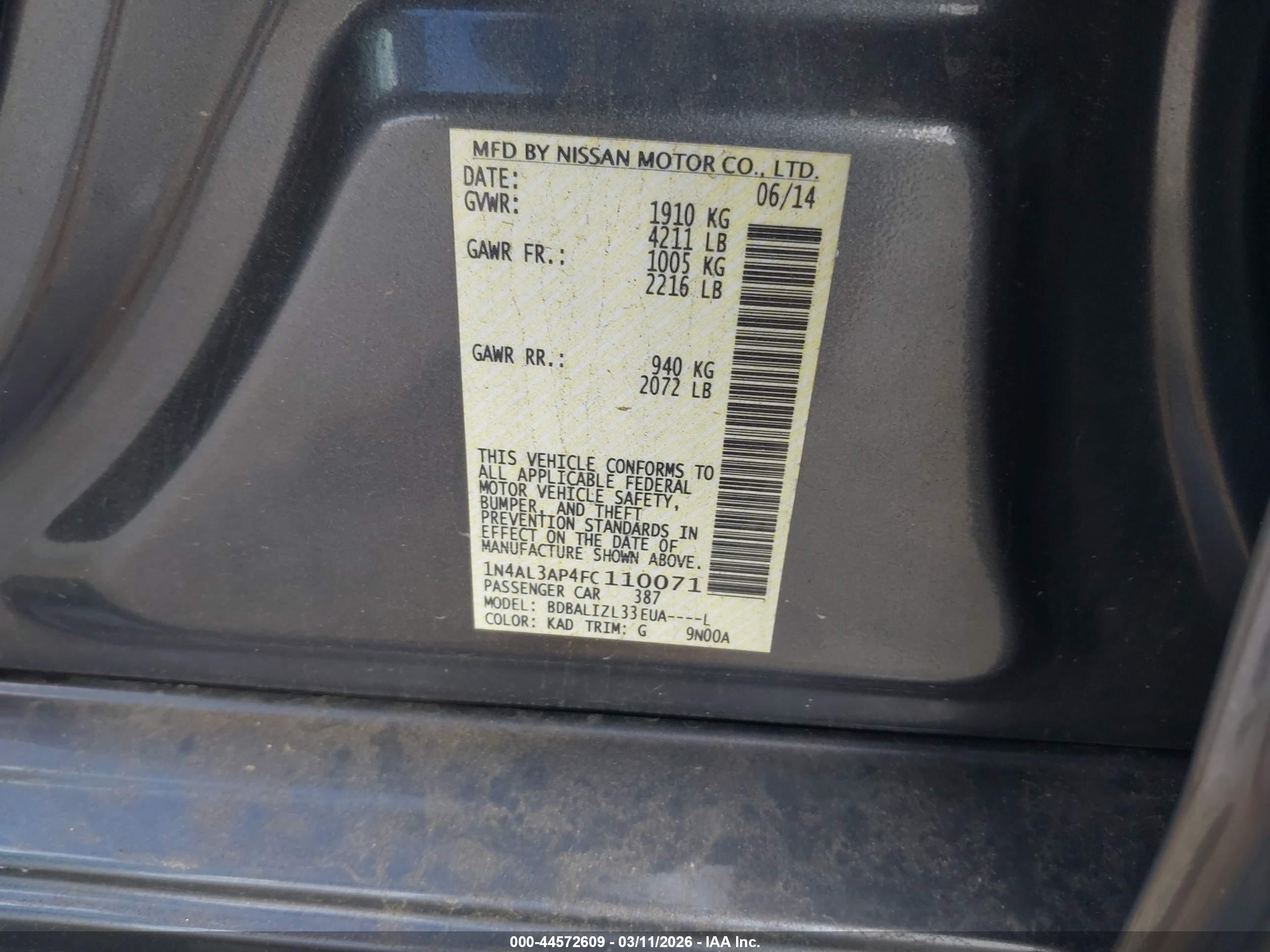 NISSAN ALTIMA image 9