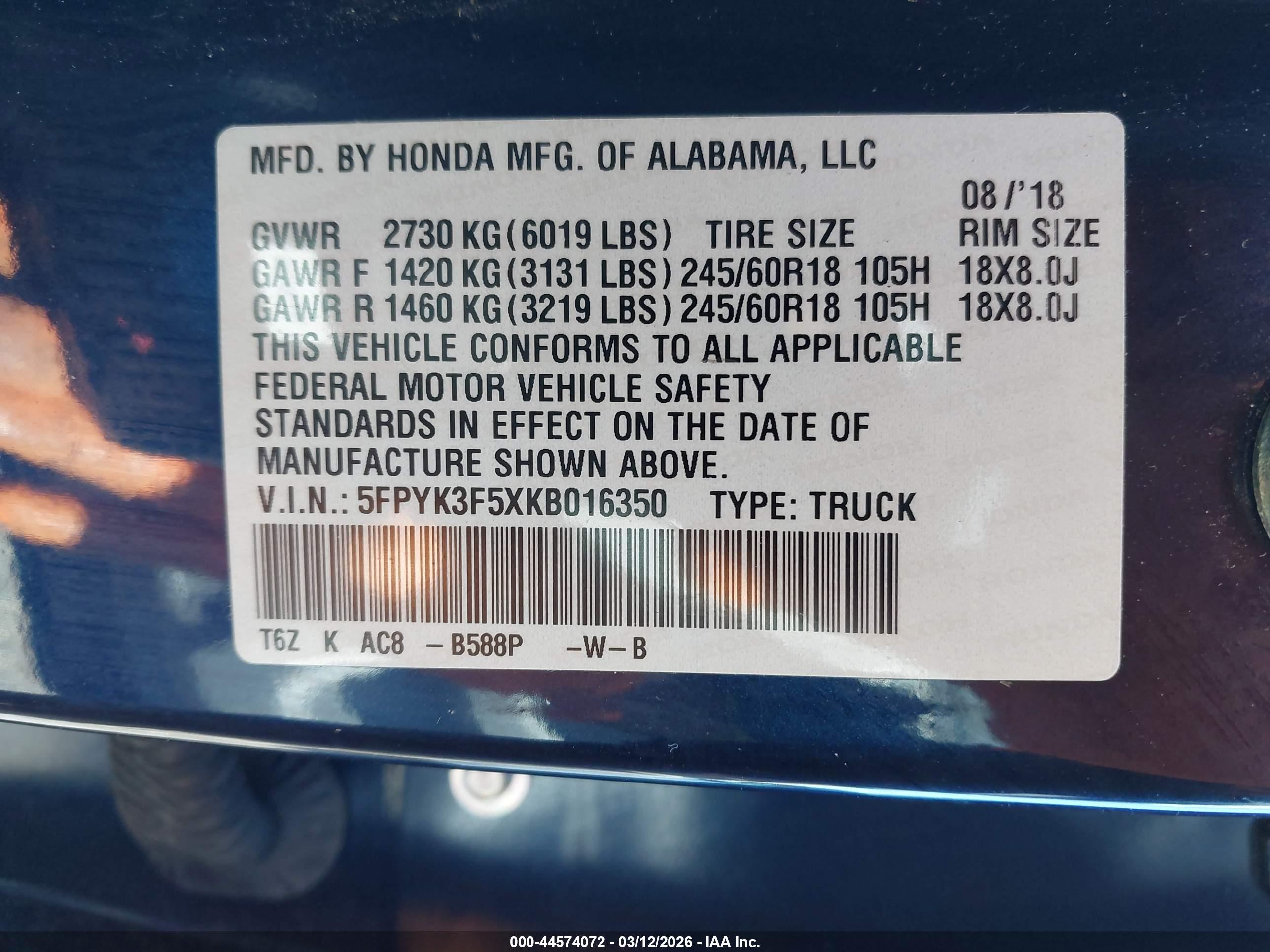 HONDA RIDGELINE image 9