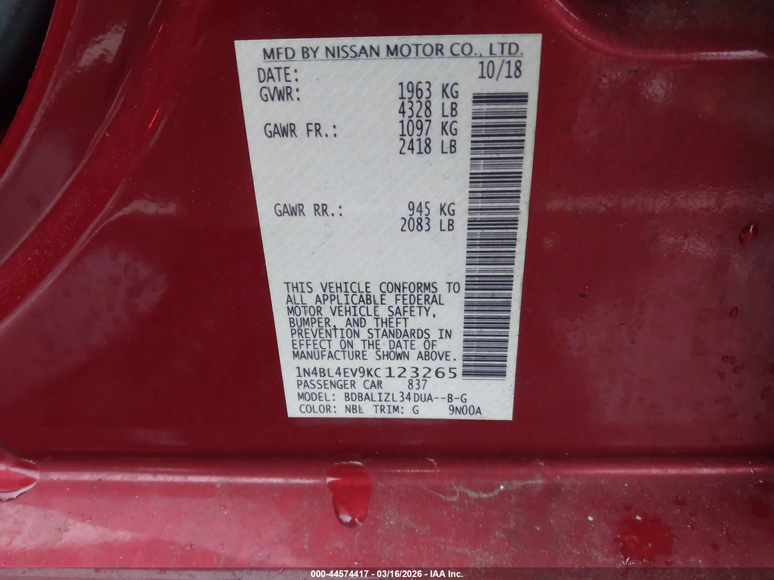 NISSAN ALTIMA image 9