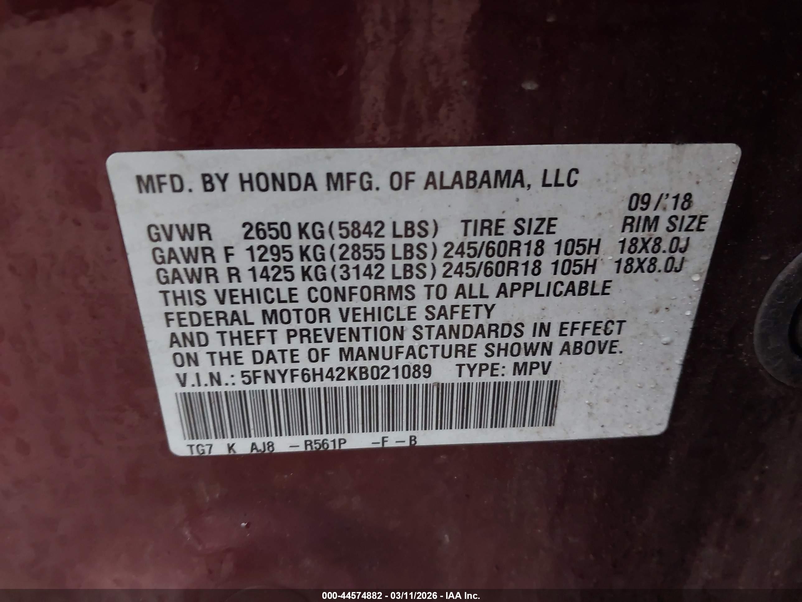 HONDA PILOT image 9