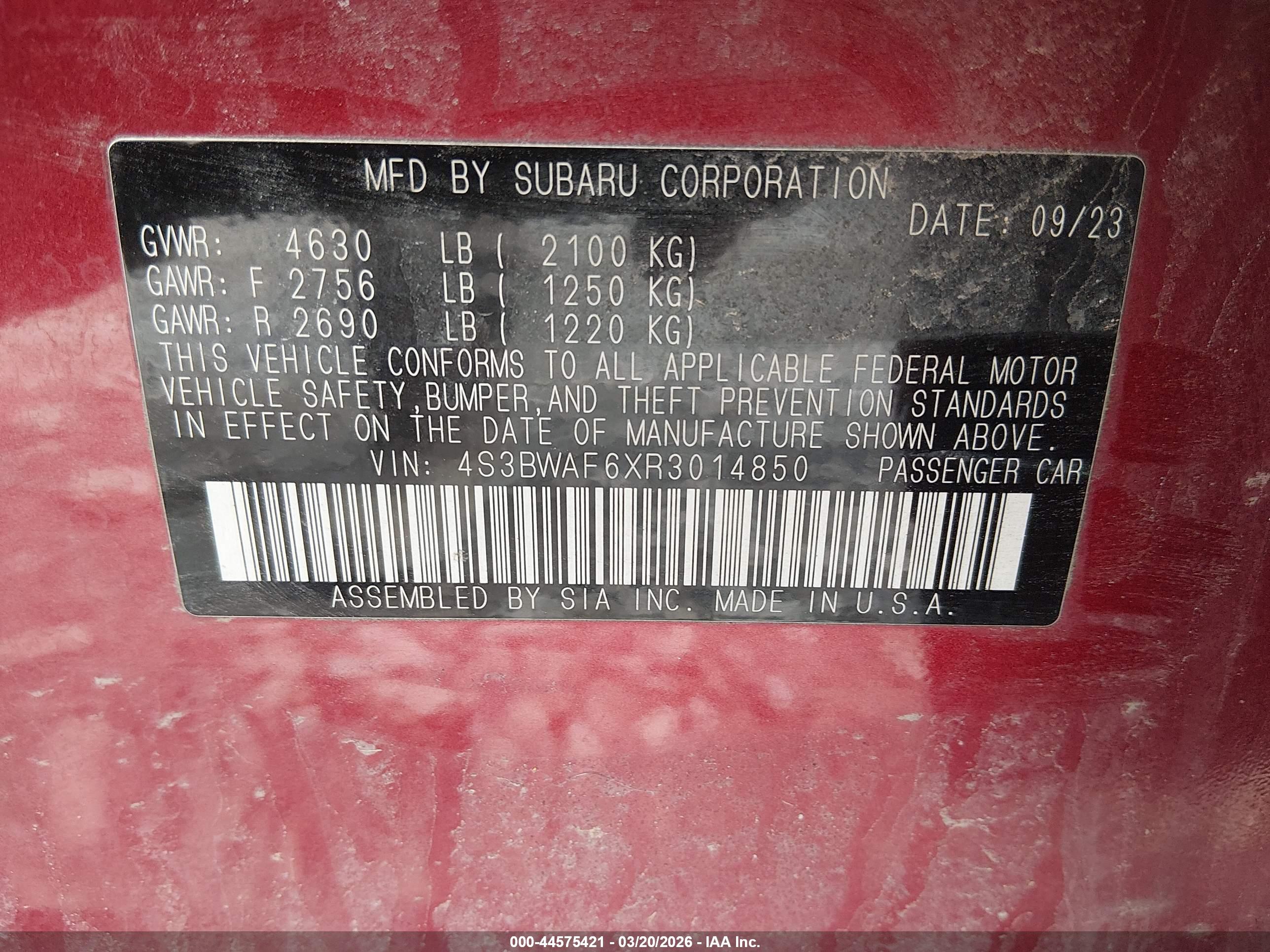 SUBARU LEGACY image 9