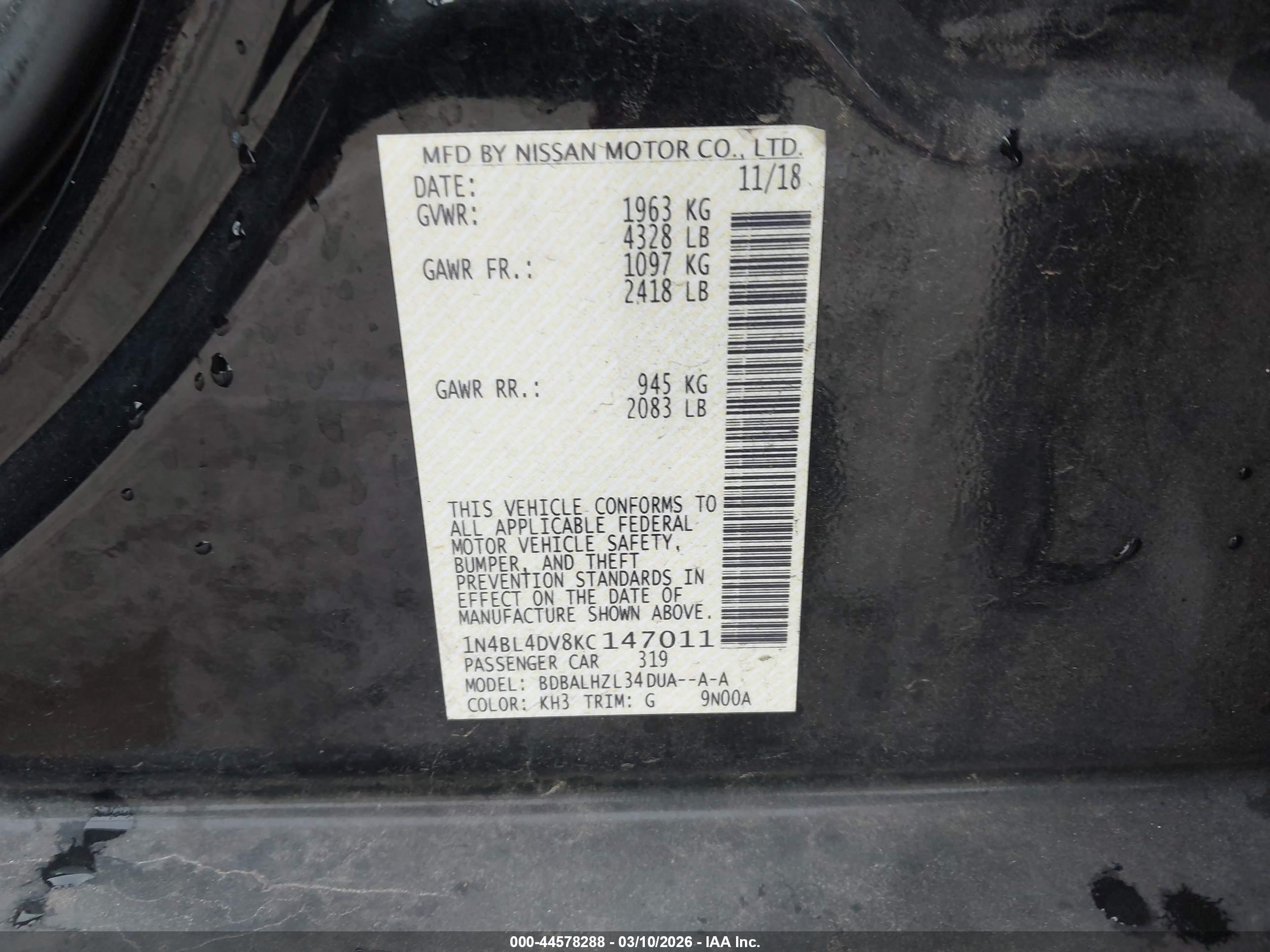 NISSAN ALTIMA image 9