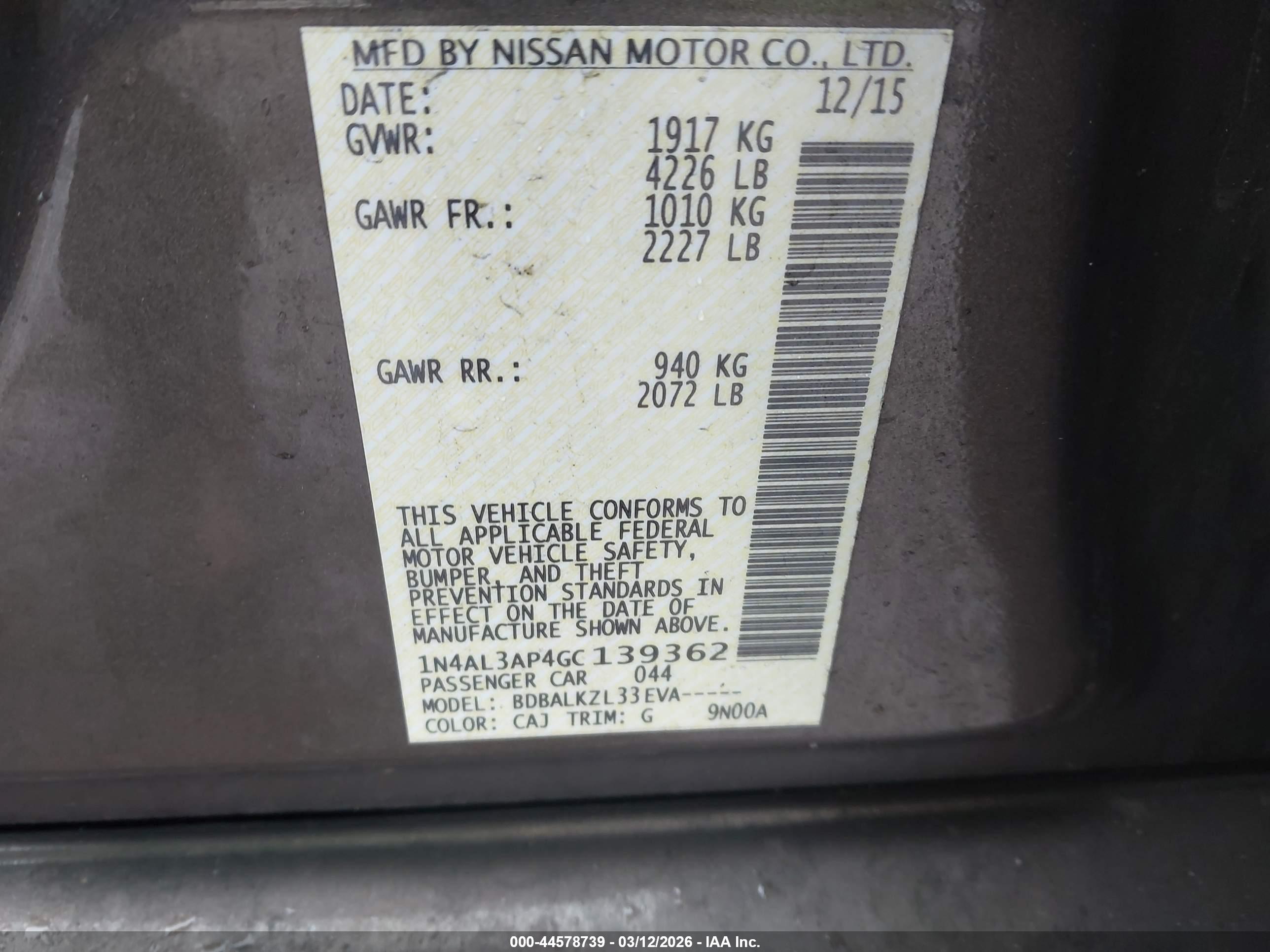 NISSAN ALTIMA image 9
