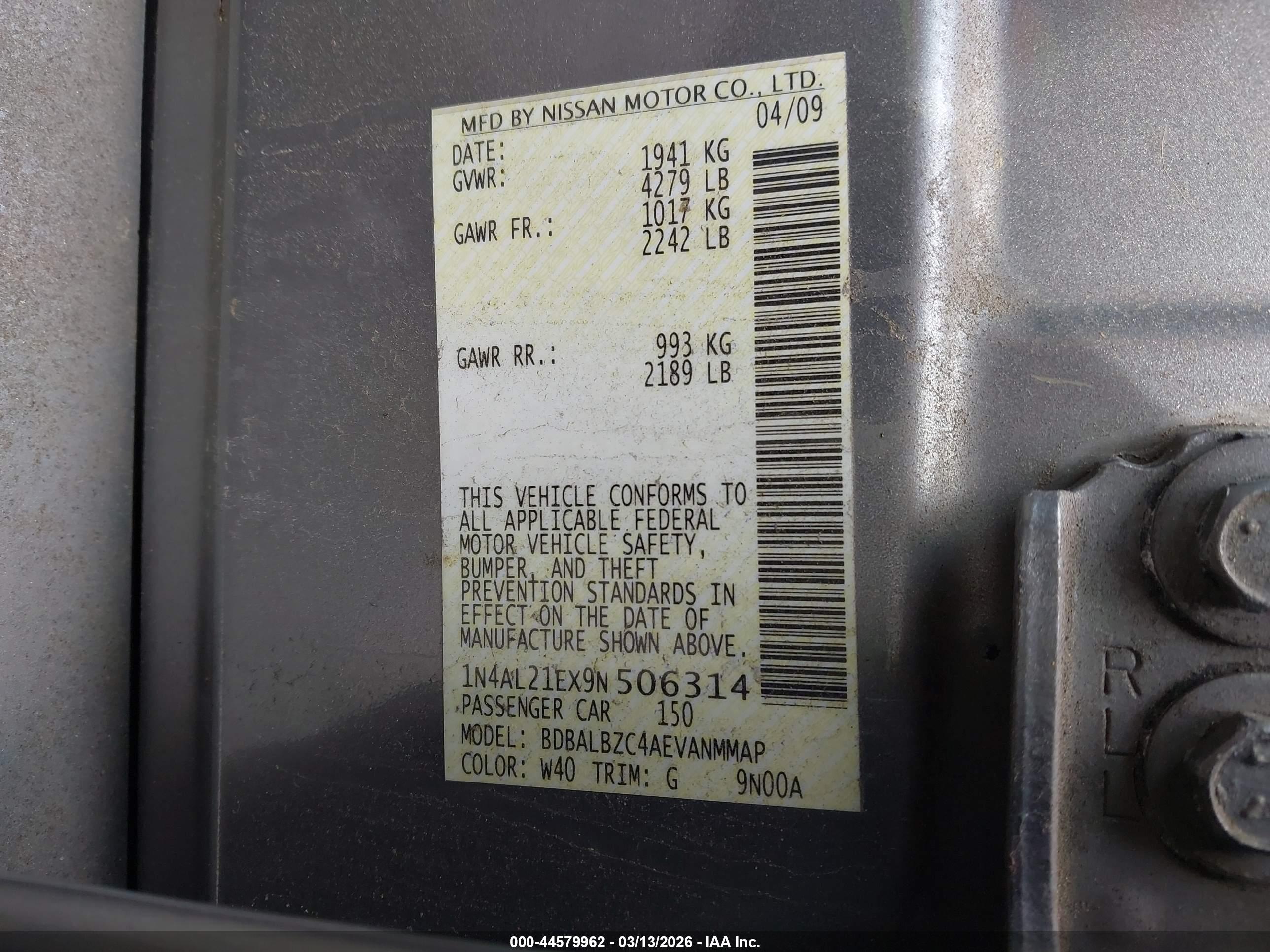 NISSAN ALTIMA image 9