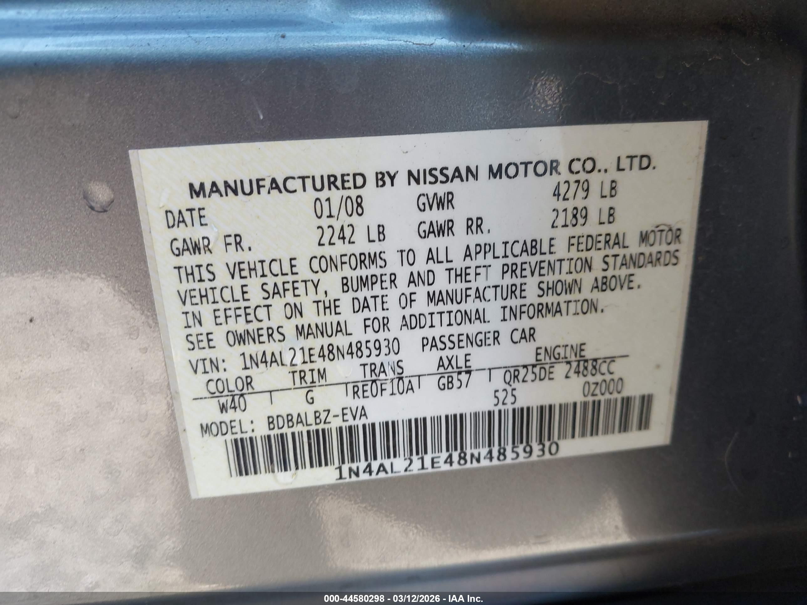 NISSAN ALTIMA image 9