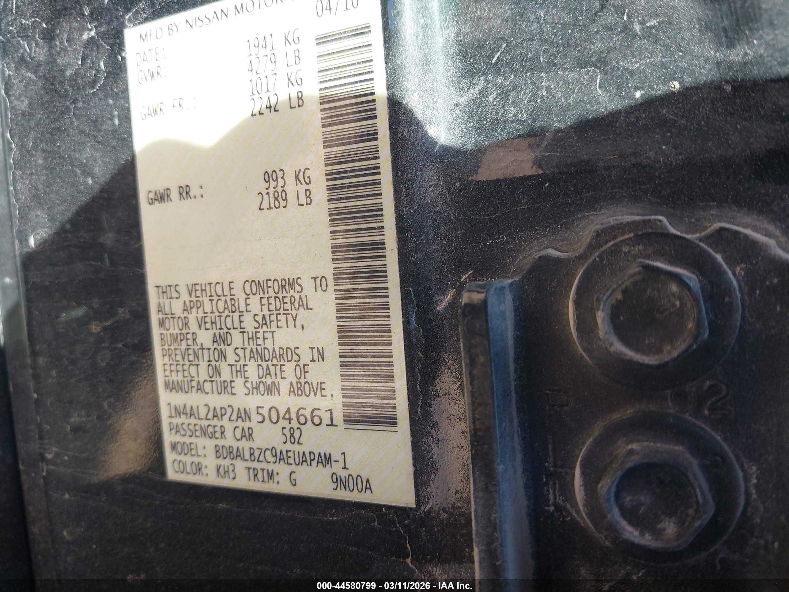 NISSAN ALTIMA image 9