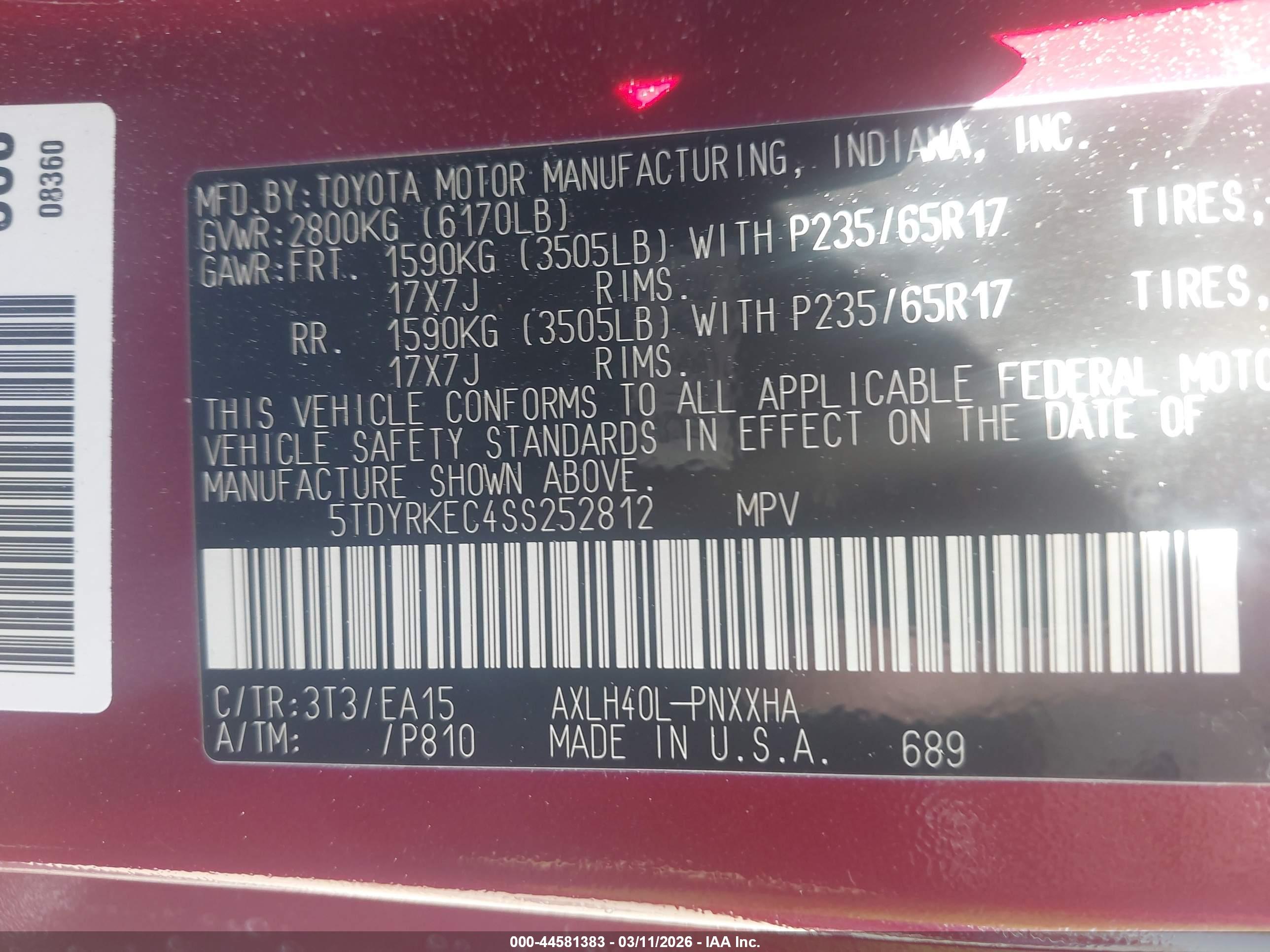 TOYOTA SIENNA image 9