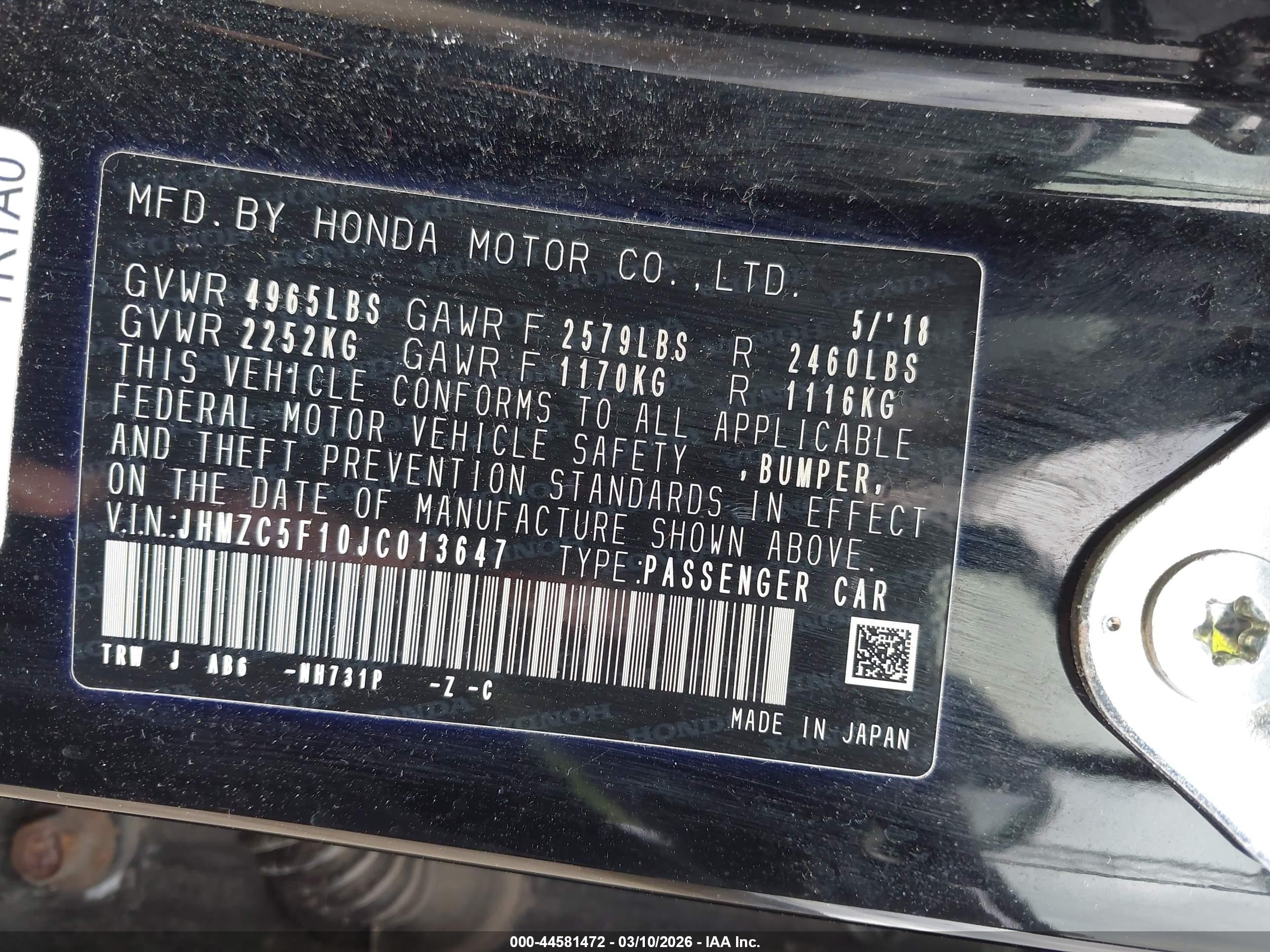 HONDA CLARITY image 9