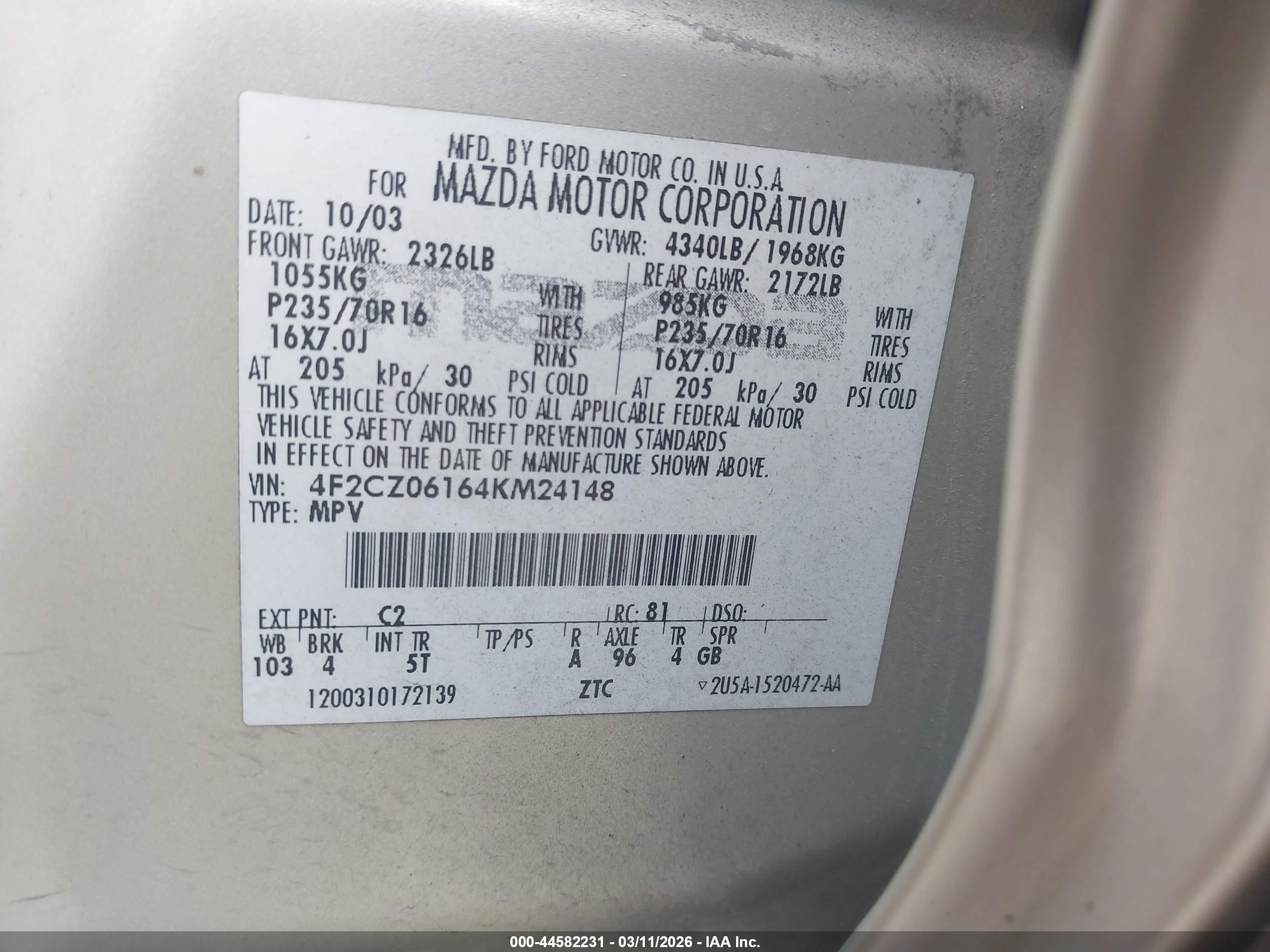 MAZDA TRIBUTE image 9