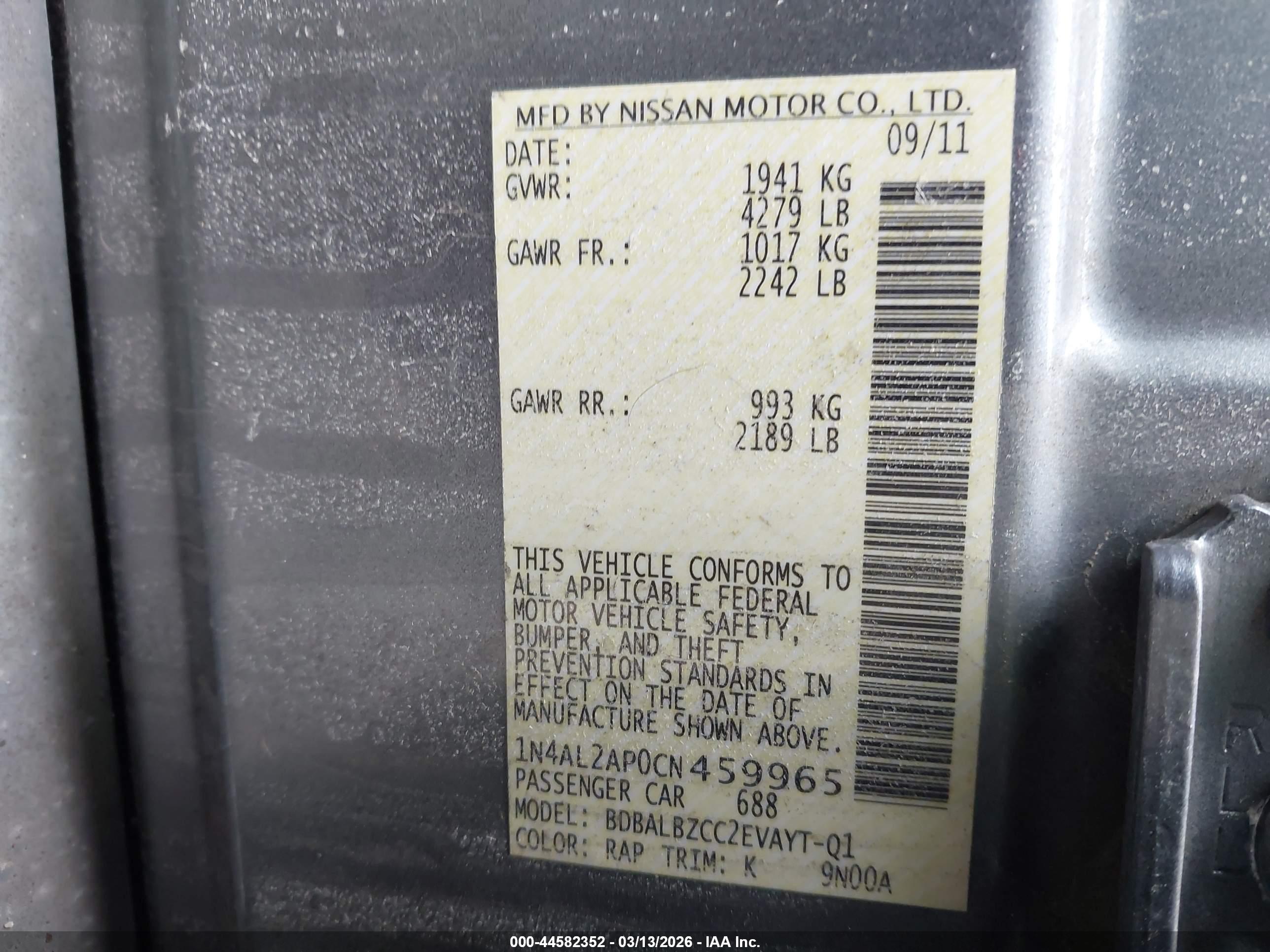 NISSAN ALTIMA image 9