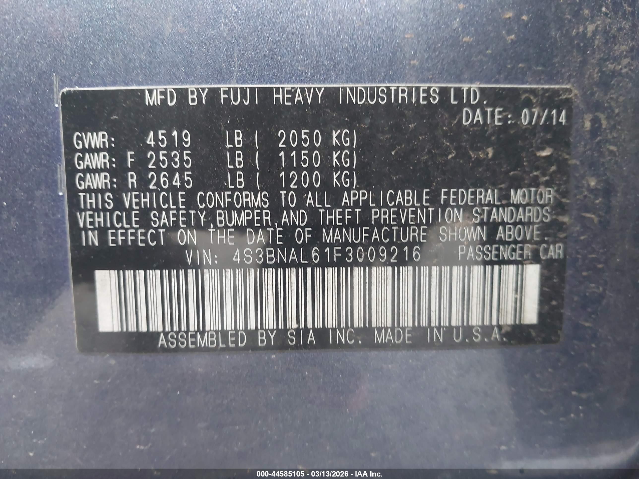 SUBARU LEGACY image 9