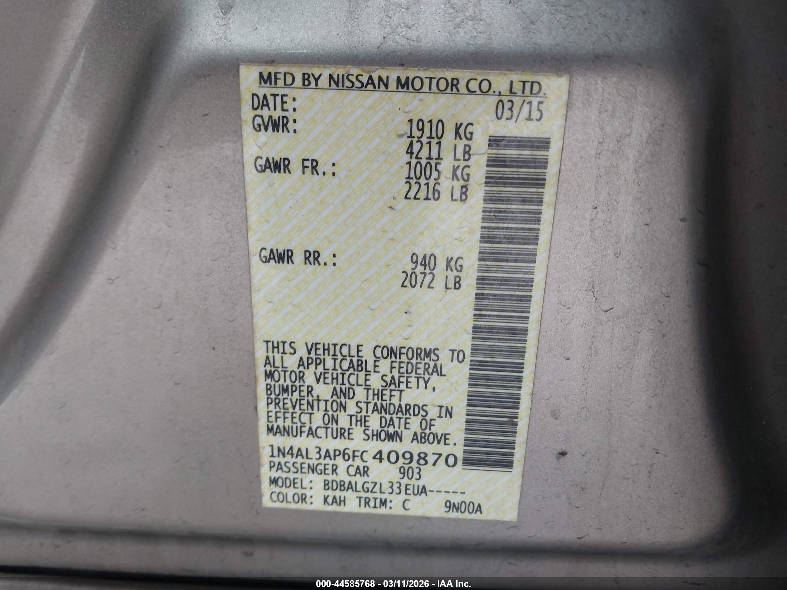 NISSAN ALTIMA image 9