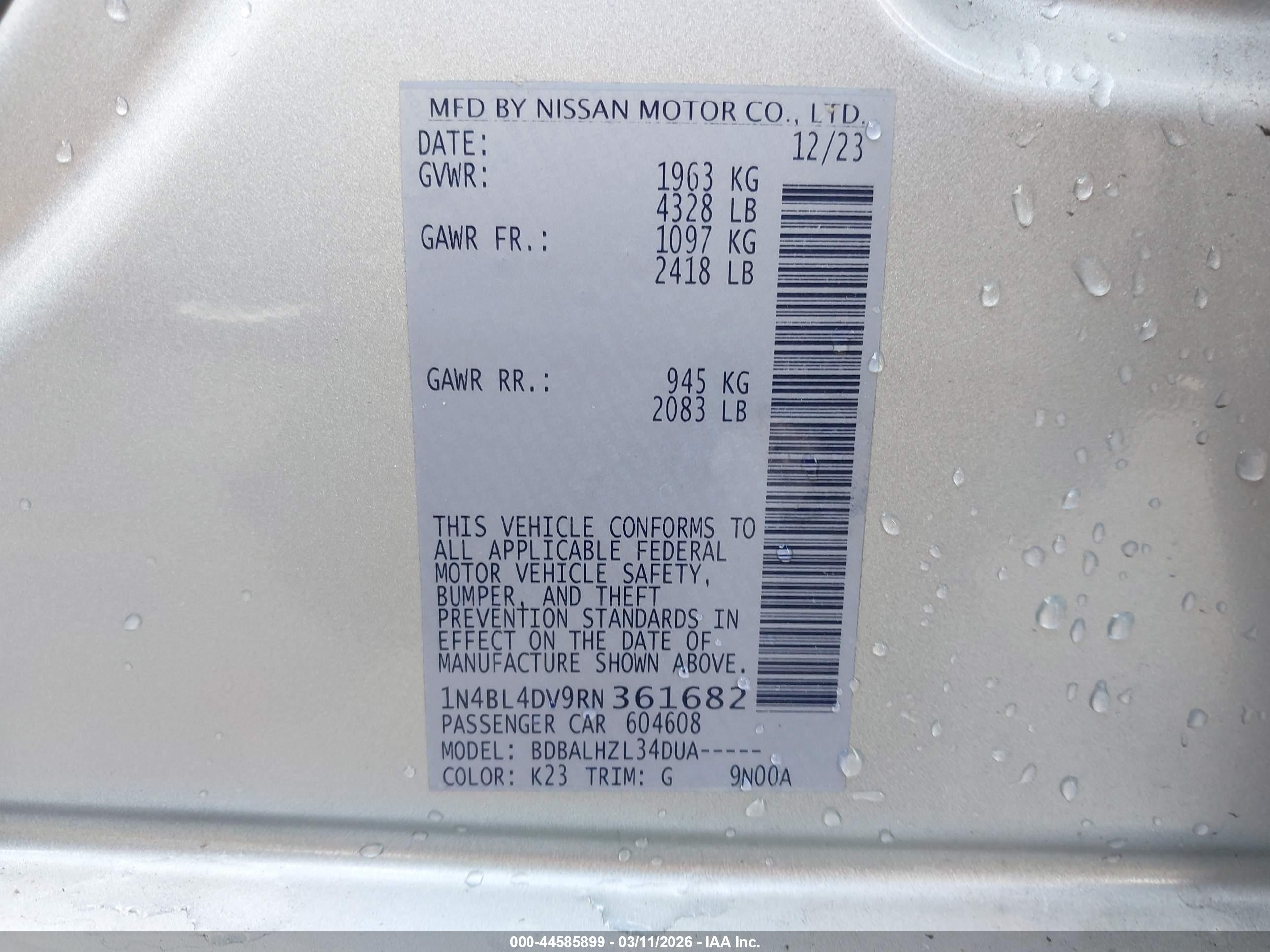 NISSAN ALTIMA image 9