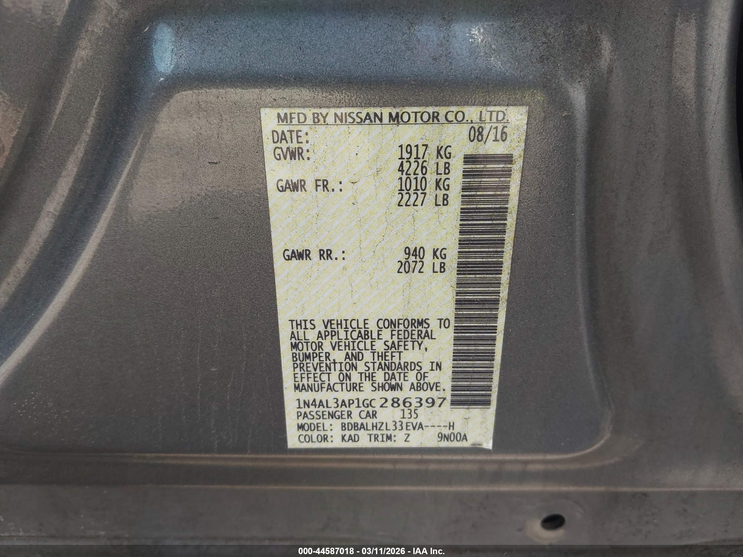 NISSAN ALTIMA image 9