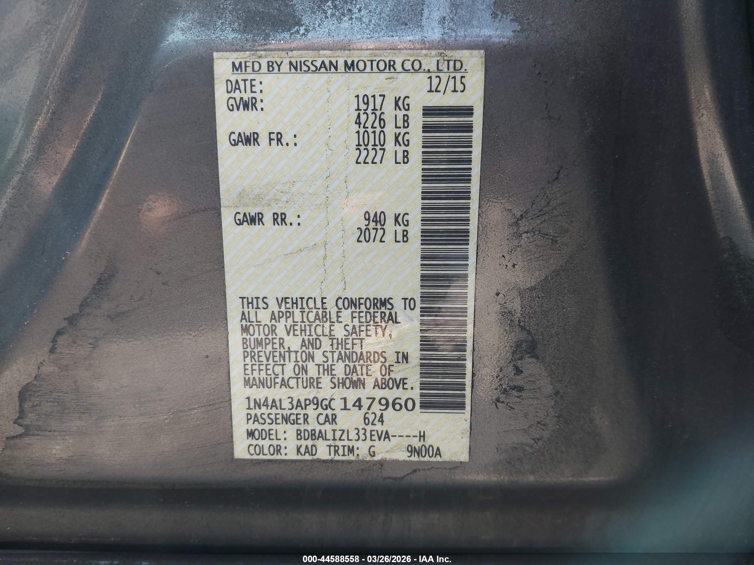 NISSAN ALTIMA image 9