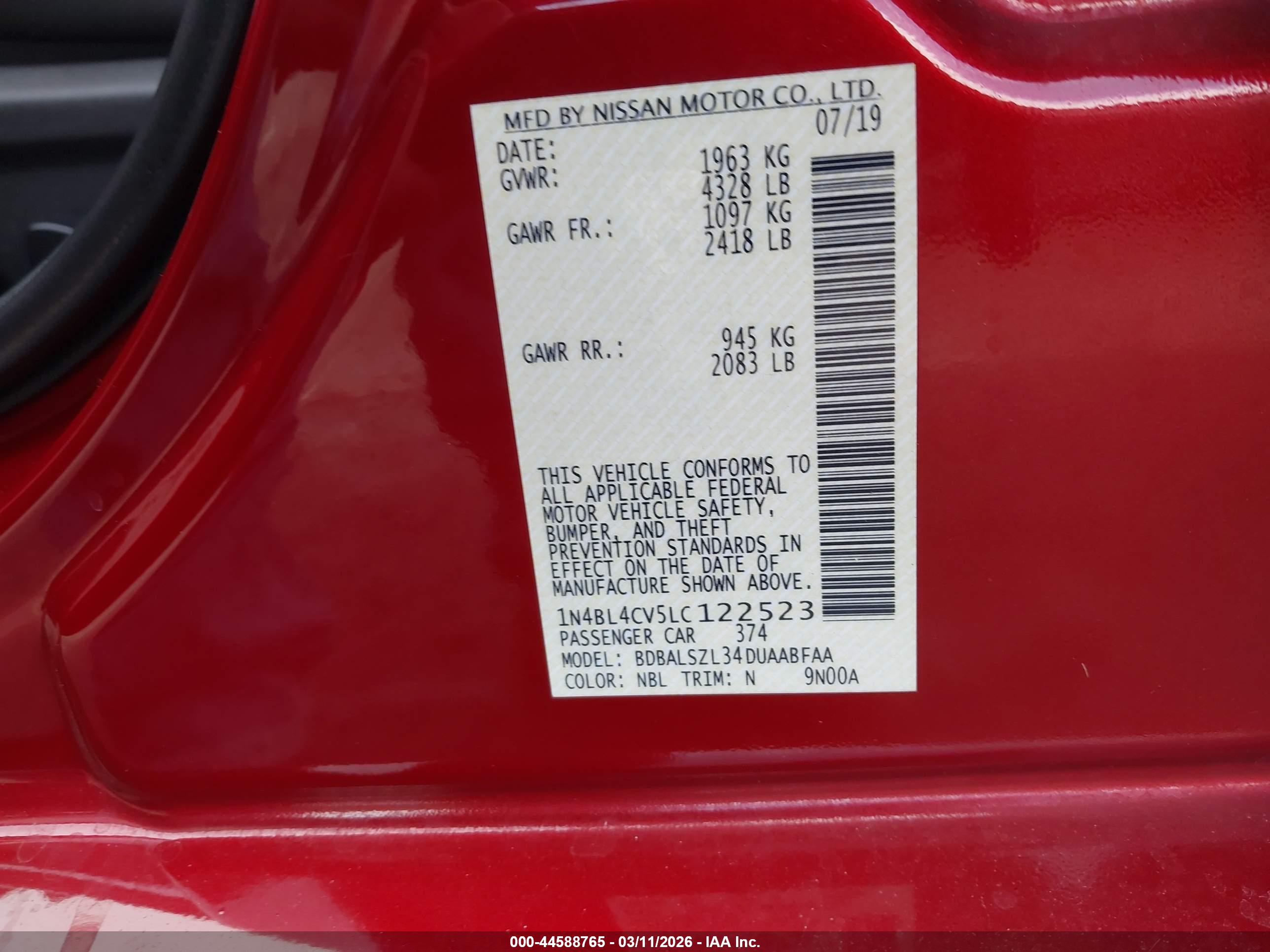 NISSAN ALTIMA image 9